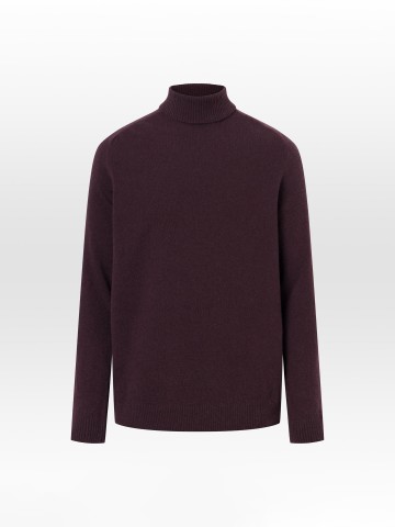 Pullover Roll Neck Wool Knit deep mahogany Knowledge Cotton Apparel