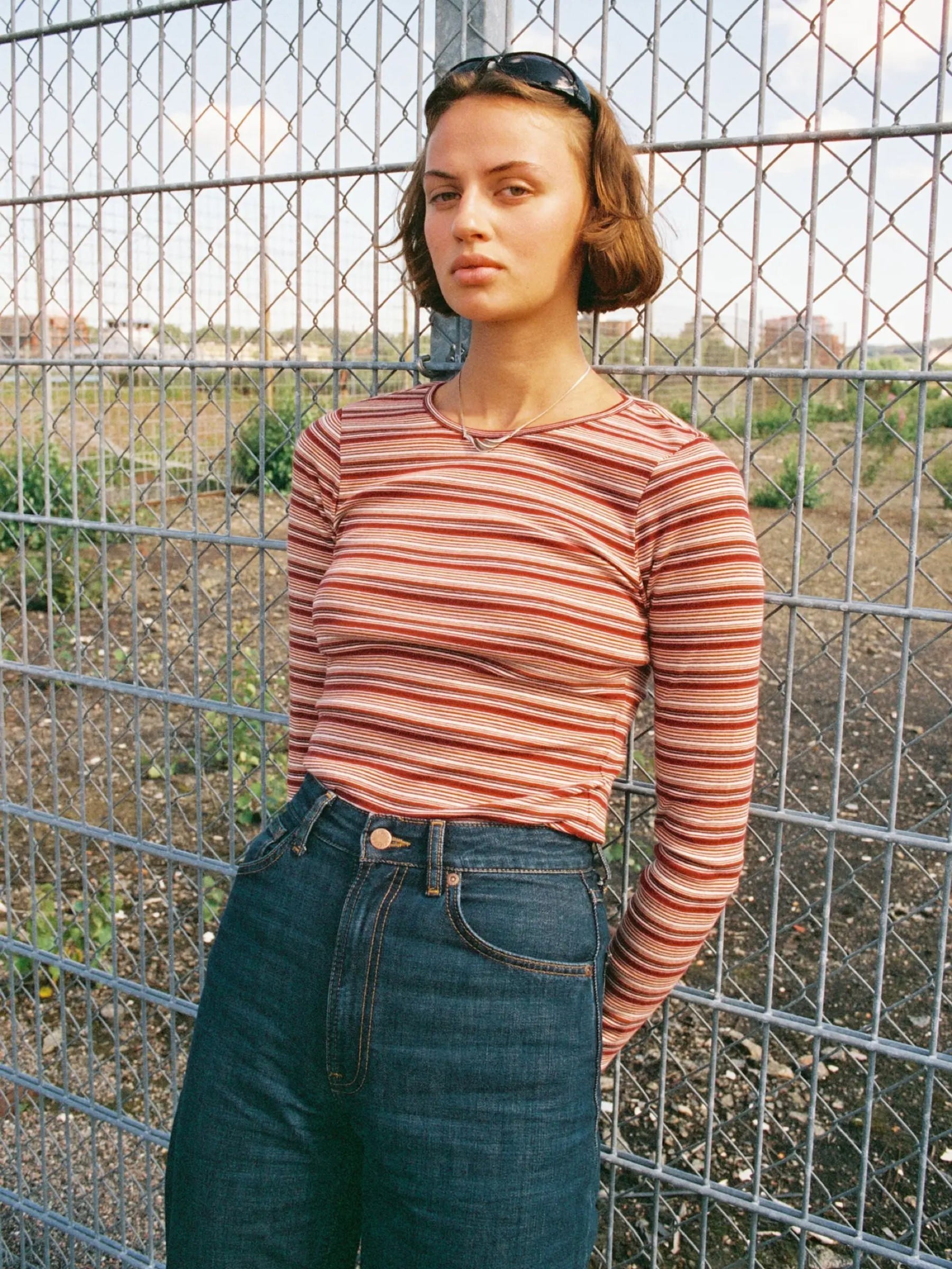 Longsleeve Jessy Striped Rib LS T-Shirt wine Nudie Jeans