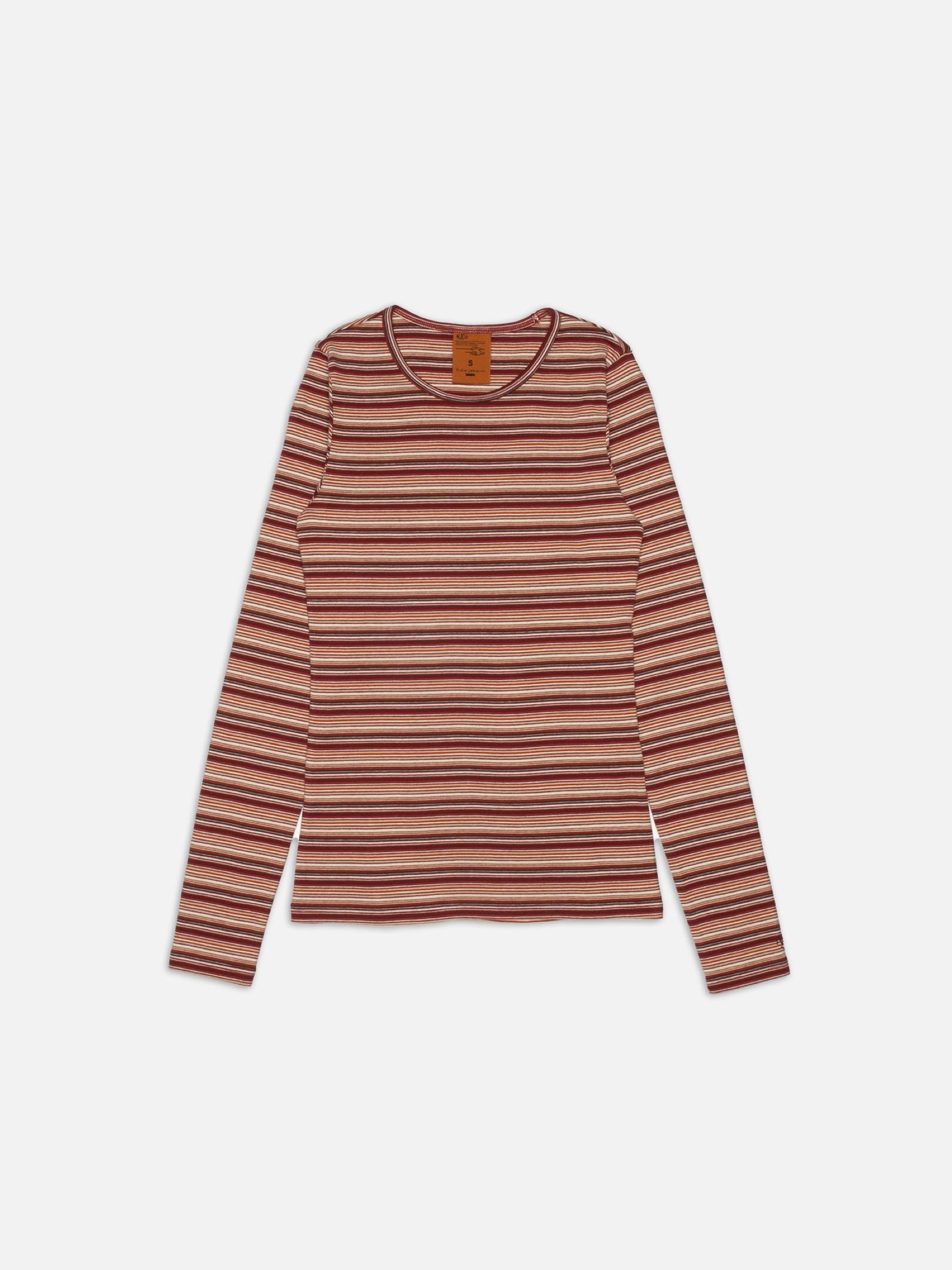 Longsleeve Jessy Striped Rib LS T-Shirt wine Nudie Jeans