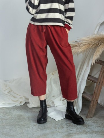 Hose Cedar soft burgundy Beaumont Organic