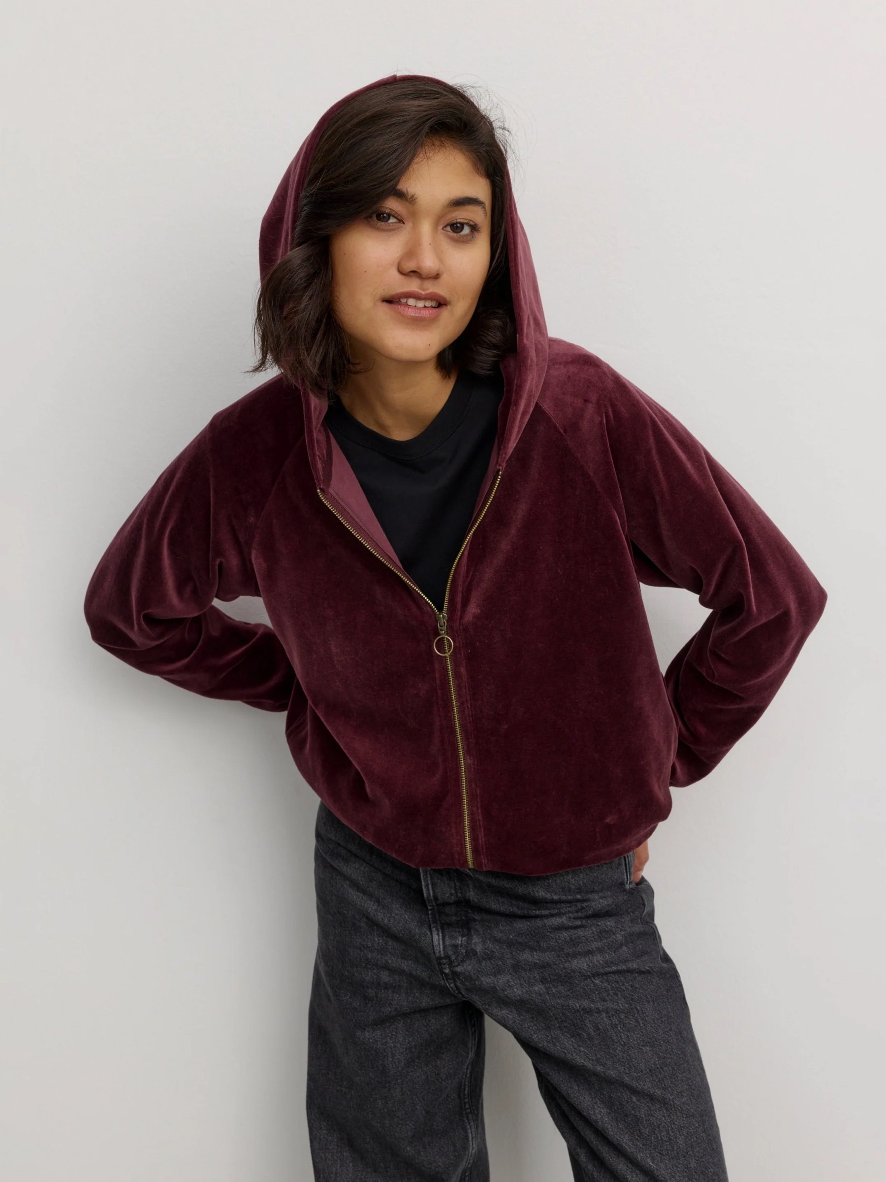 Zipper Sweatjacket Heliconia dark plum Recolution