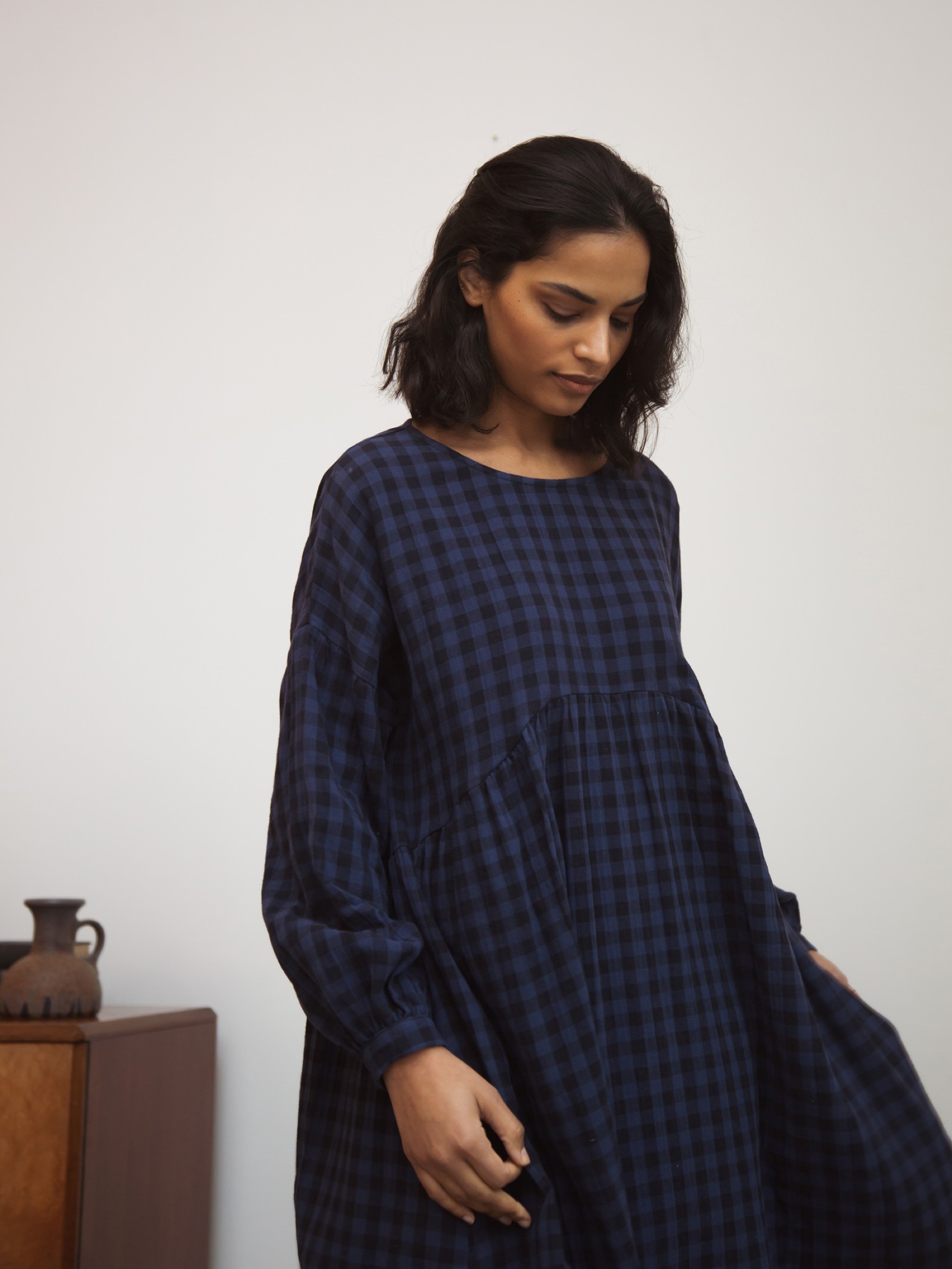 Kleid Beatrix-Gee navy gingham Beaumont Organic
