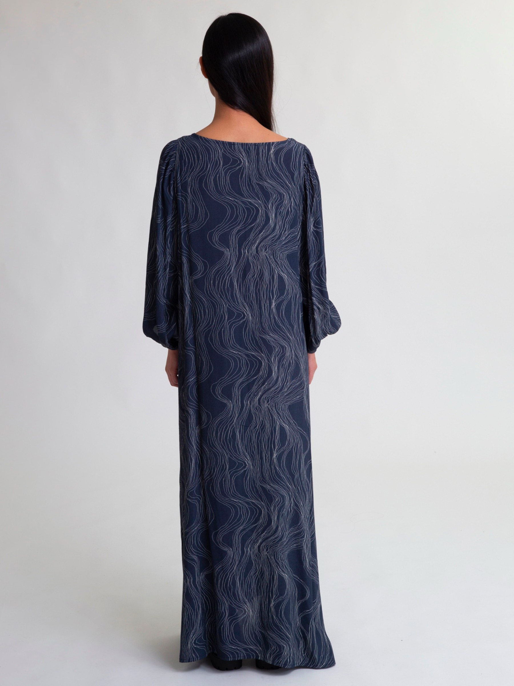 Kleid Gisela navy wave print Beaumont Organic