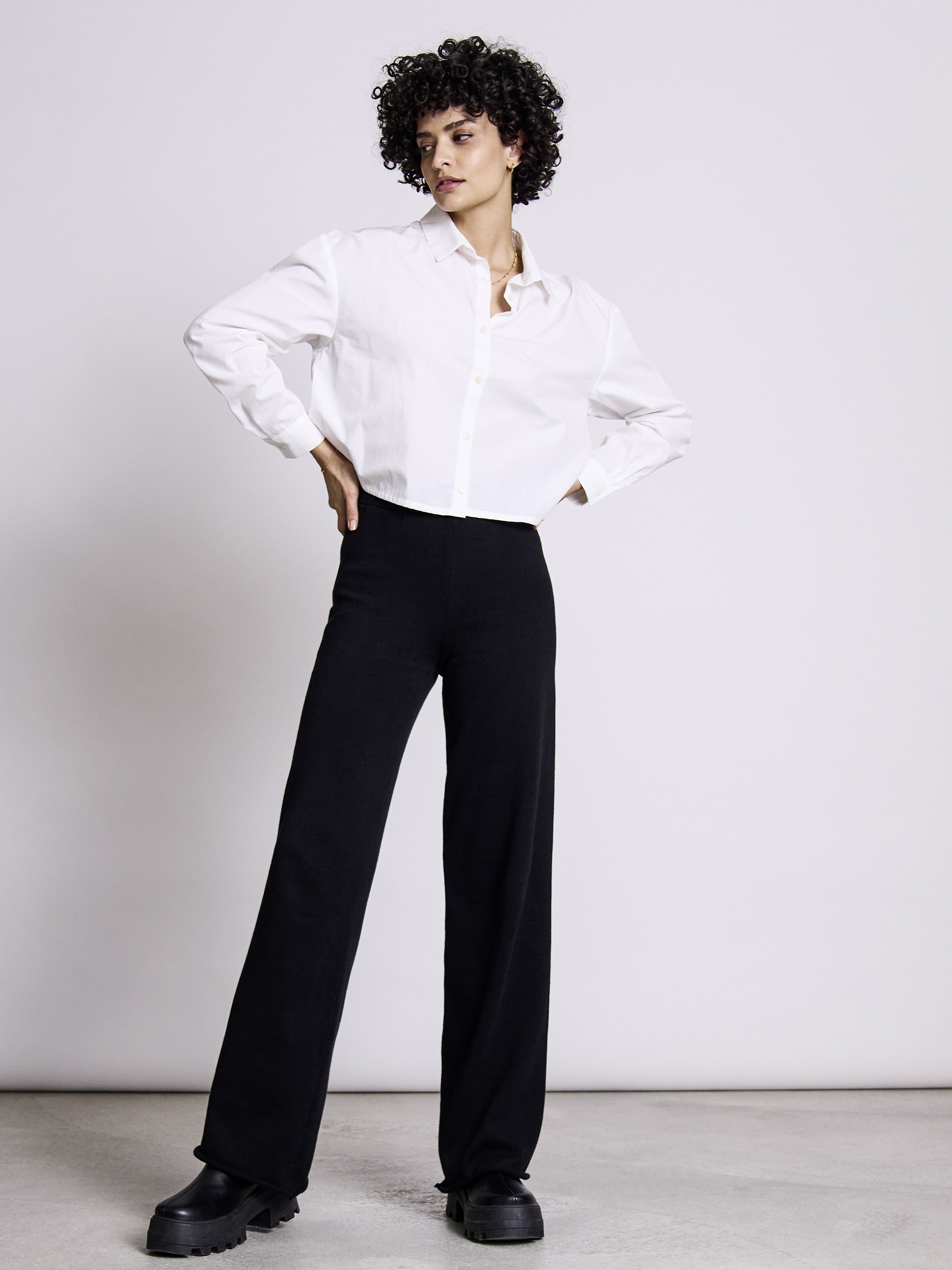 Hose Wide Knit Pants Ana black Jan 'n June