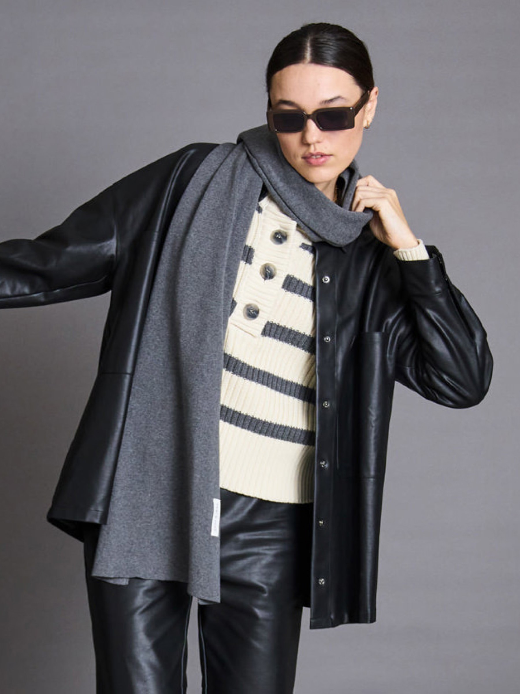 Schal Knit Scarf Staten dark grey Jan 'n June