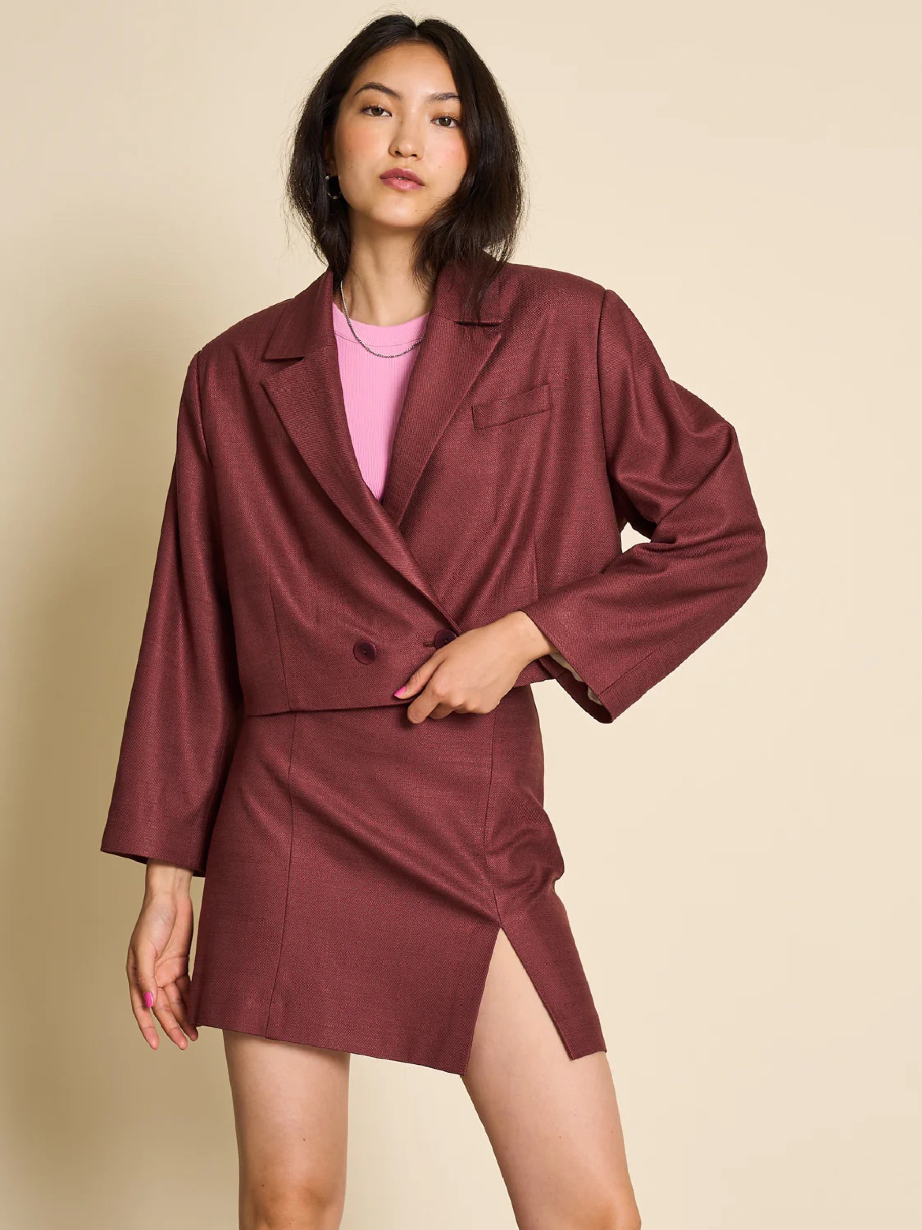 Cropped Blazer Tulia marsala Jan 'n June