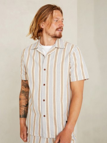 Hemd Balder ecru hemp stripe Kings of Indigo – K.O.I.