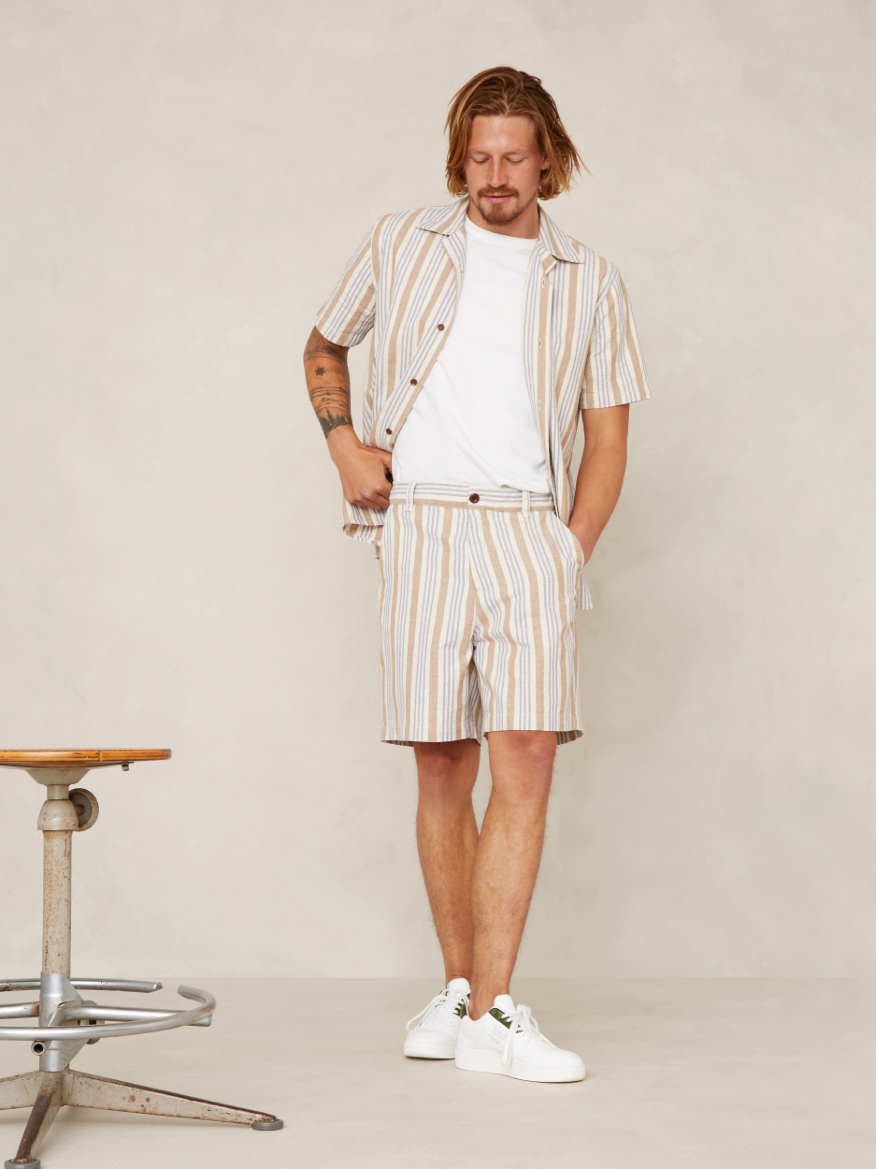 Hemd Balder ecru hemp stripe Kings of Indigo – K.O.I.