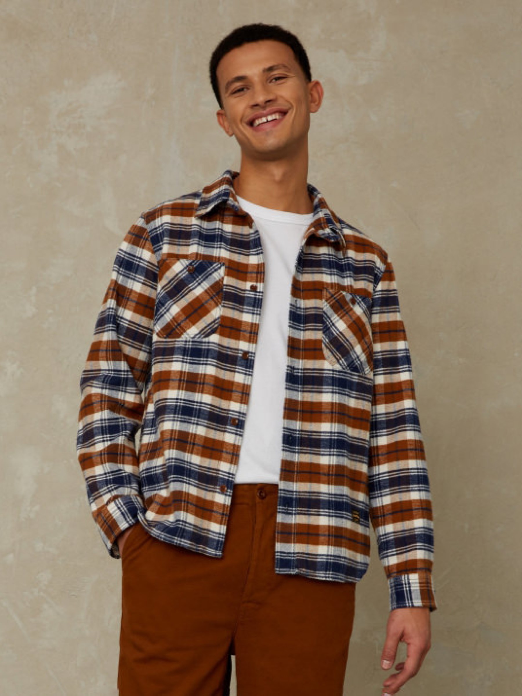 Hemd Juntoku cinnamon brushed check Kings of Indigo – K.O.I.