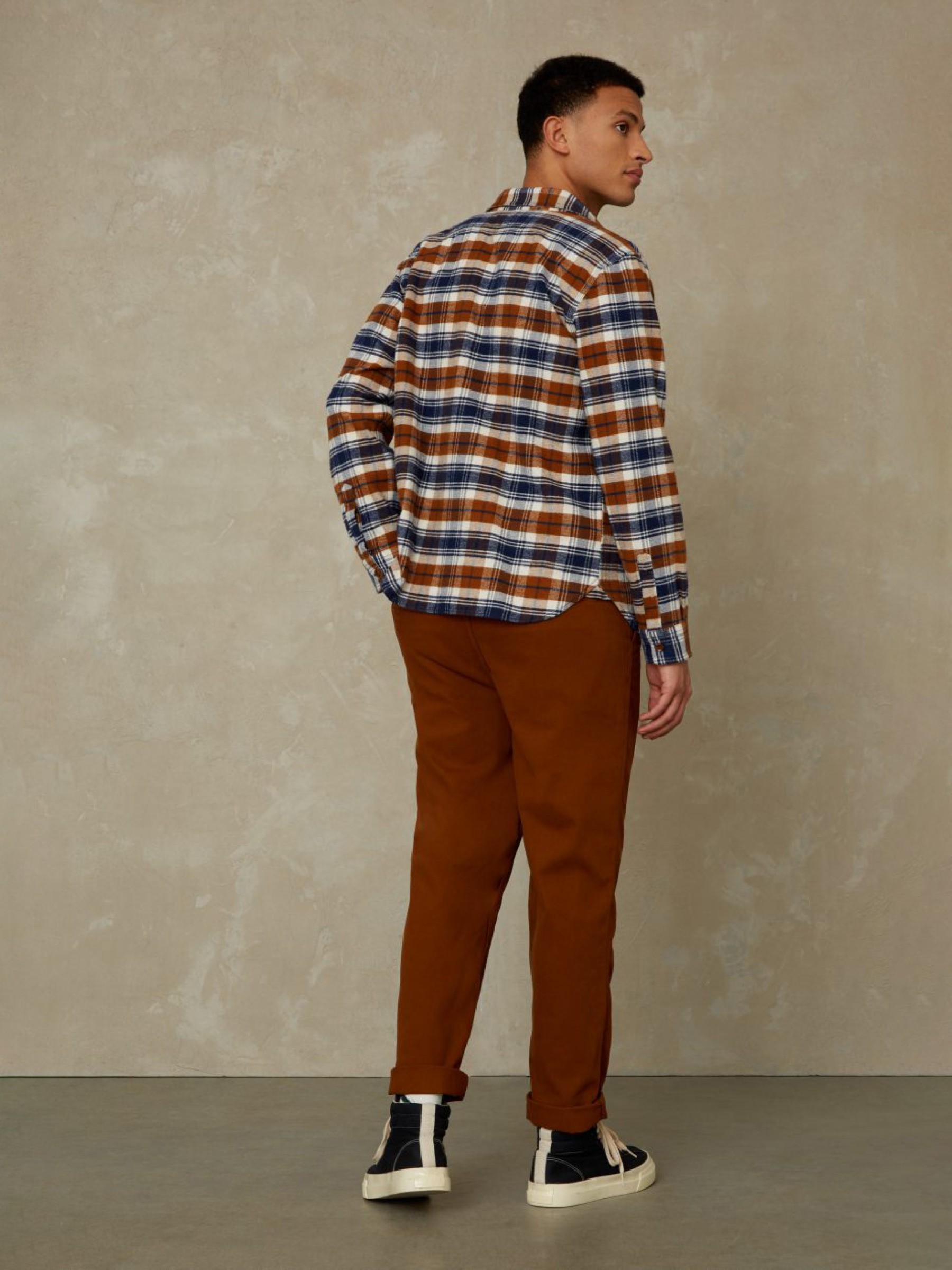 Hemd Juntoku cinnamon brushed check Kings of Indigo – K.O.I.