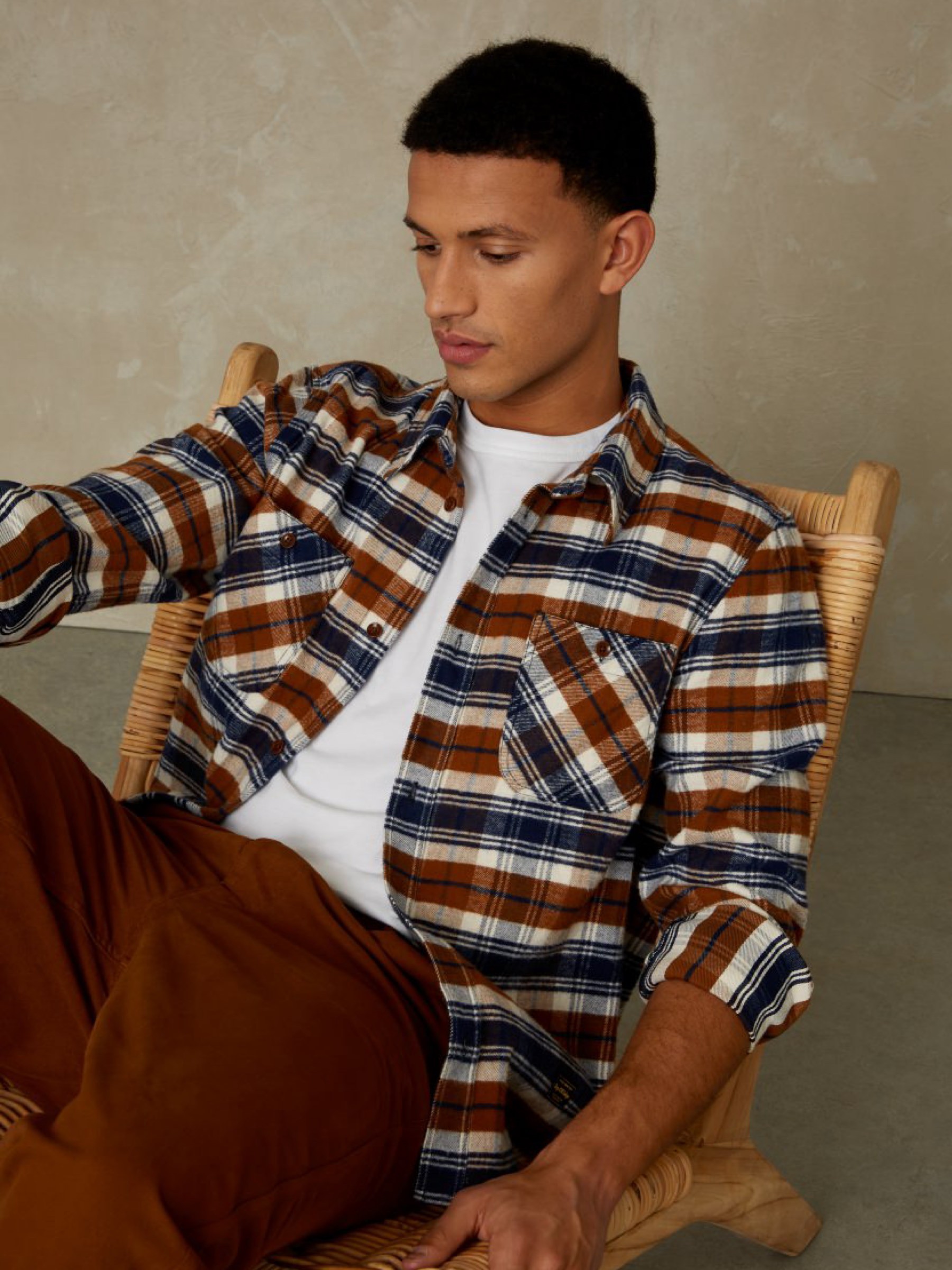 Hemd Juntoku cinnamon brushed check Kings of Indigo – K.O.I.