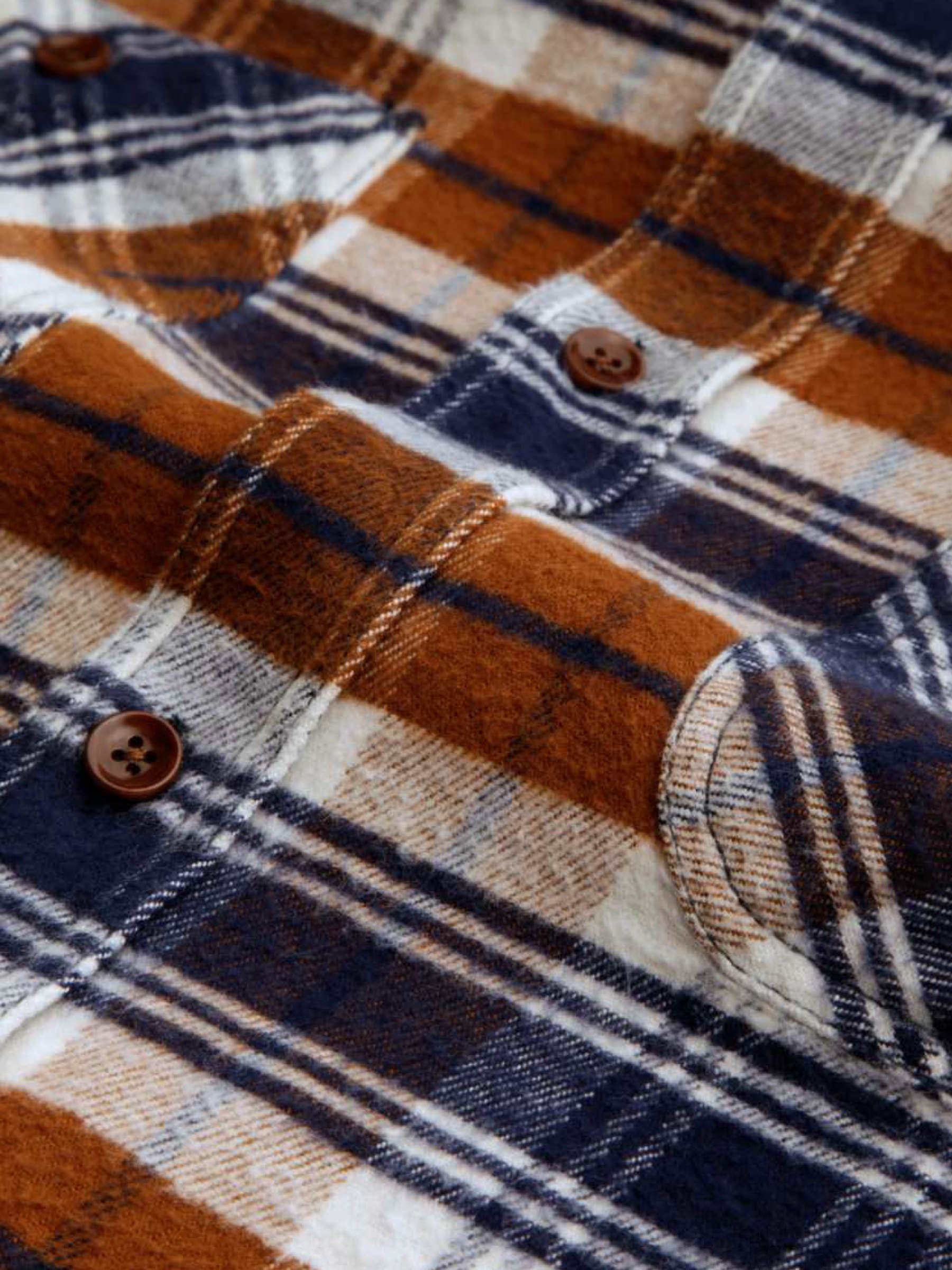 Hemd Juntoku cinnamon brushed check Kings of Indigo – K.O.I.