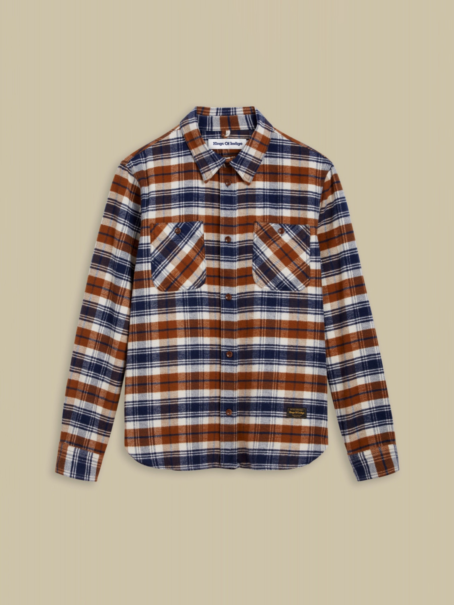 Hemd Juntoku cinnamon brushed check Kings of Indigo – K.O.I.