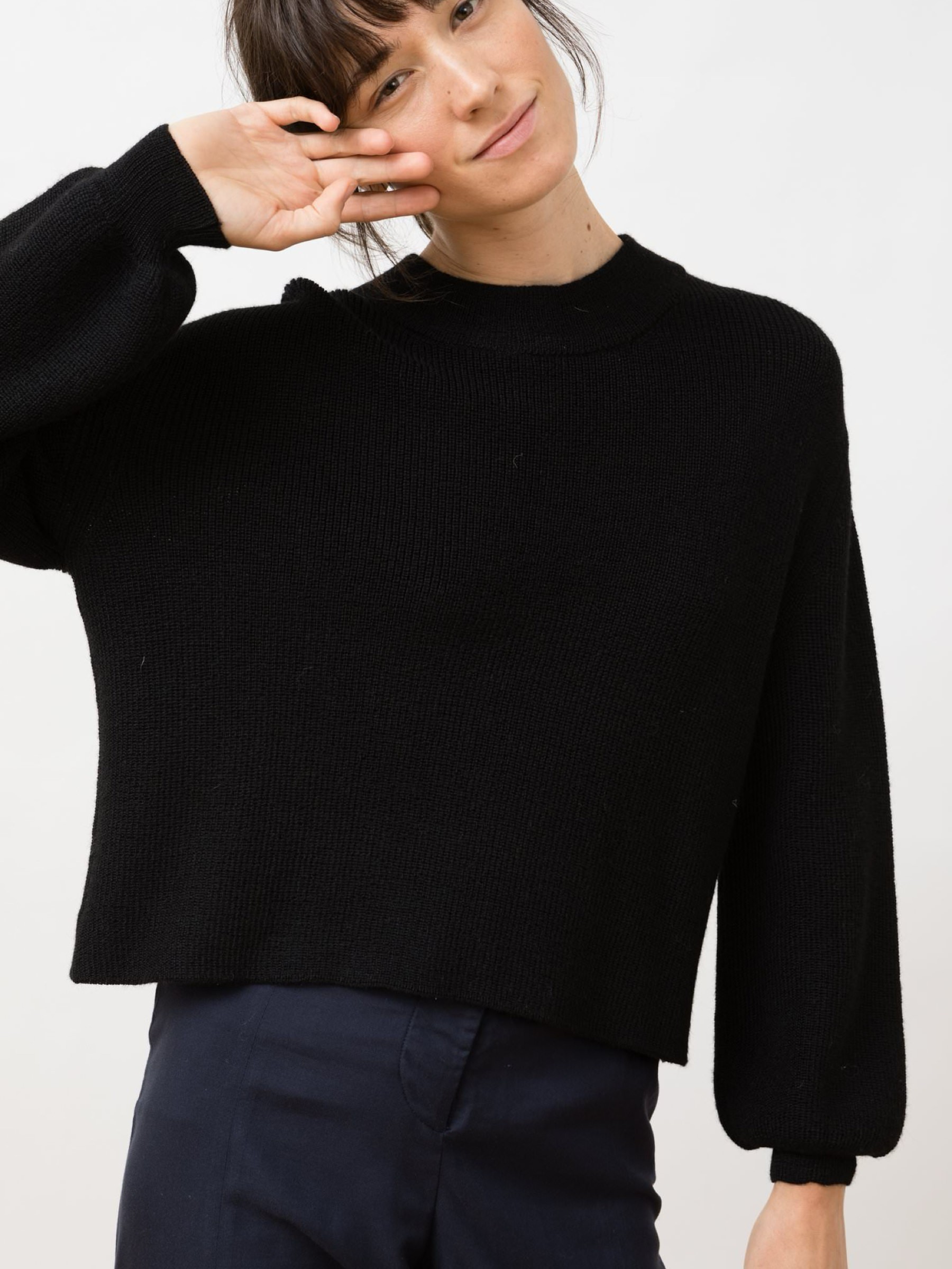 Pullover Helo Crop Sweater black Jungle Folk