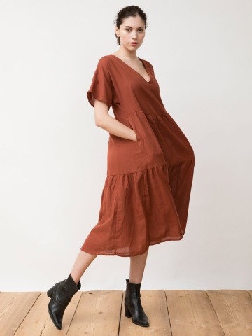 Kleid Handwoven Volants Dress Kamuki terracotta Jungle Folk