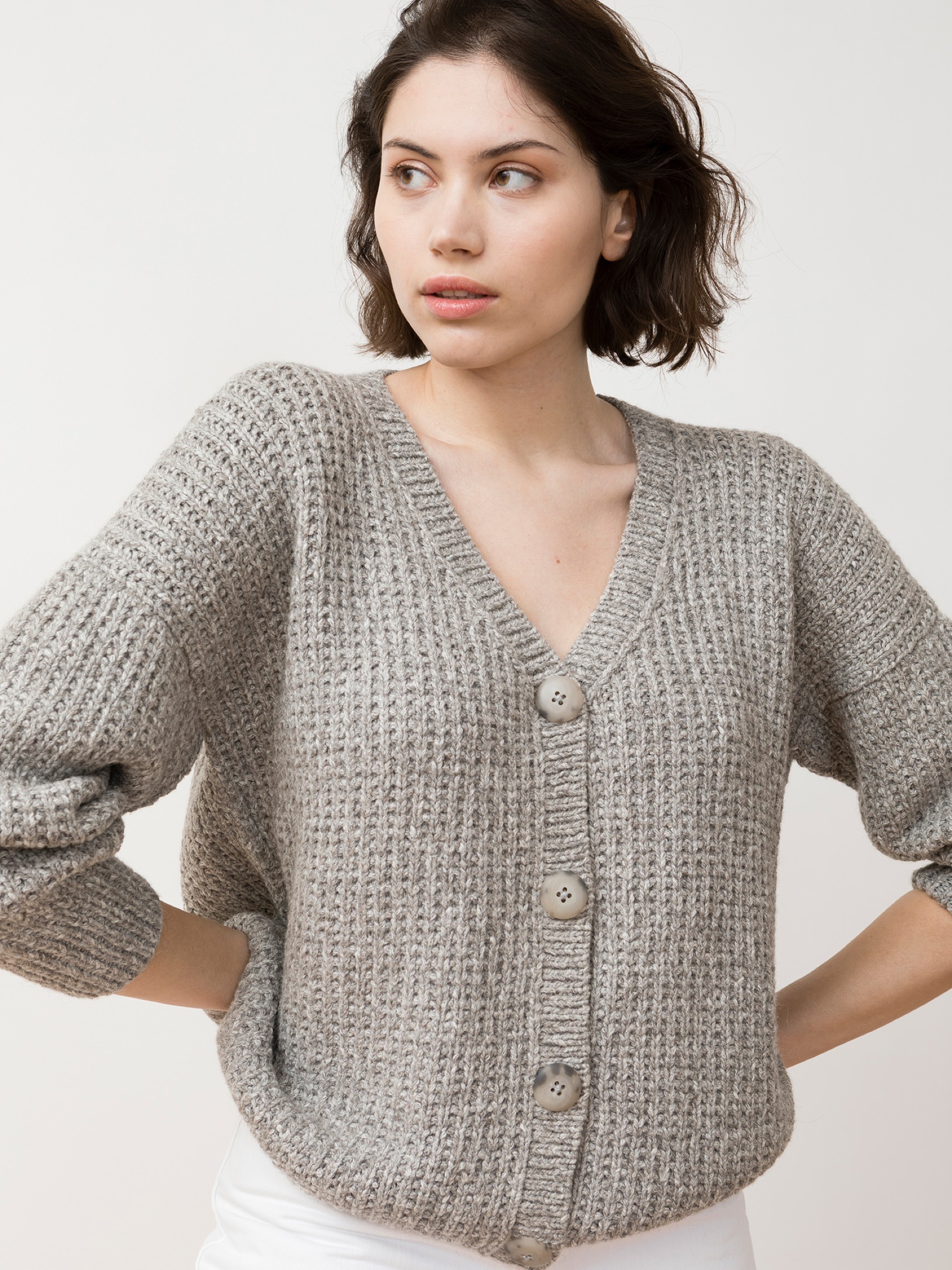 Strickjacke Nayra Aymara Cardigan light grey Jungle Folk