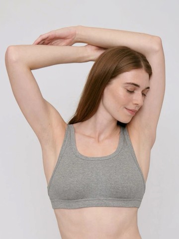 Bralette-Top Organic Cotton Rib Flex Tank Bra grey melange Organic Basics
