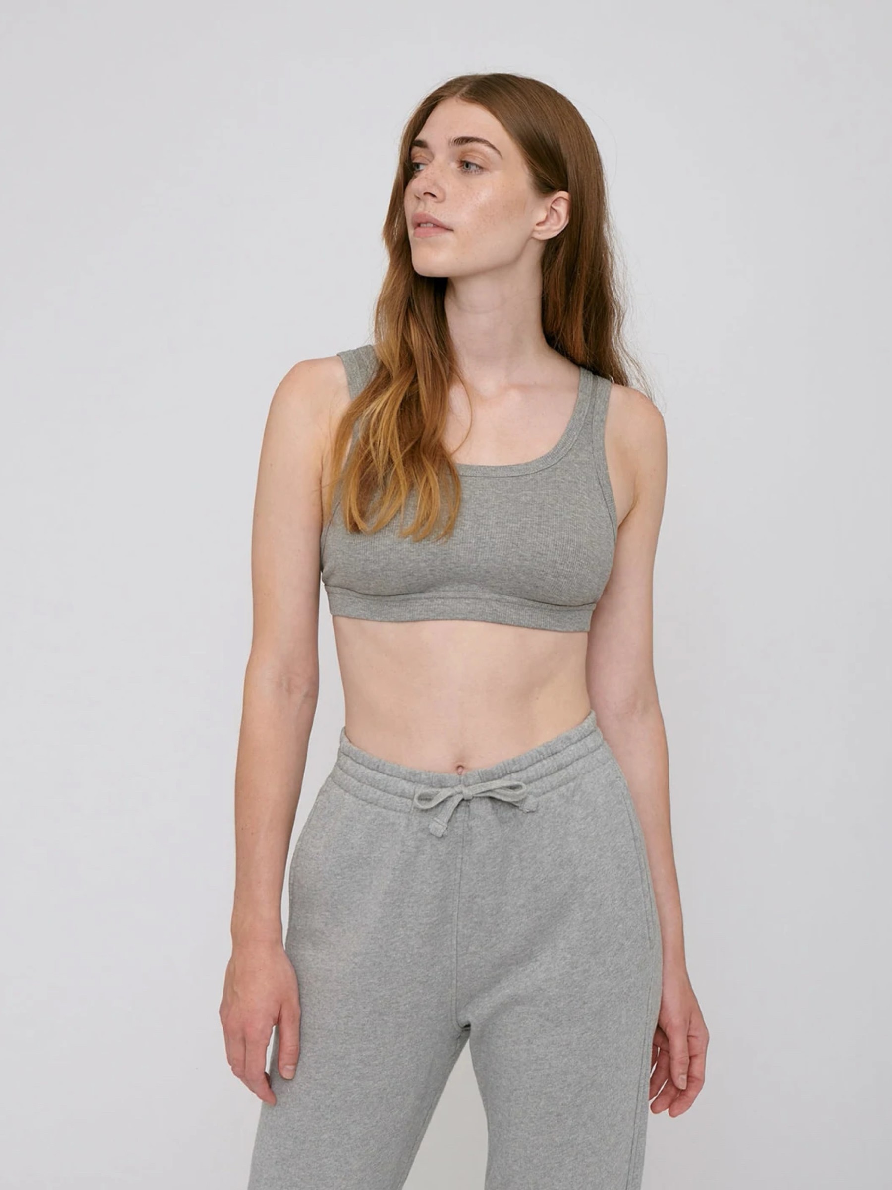 Bralette-Top Organic Cotton Rib Flex Tank Bra grey melange Organic Basics