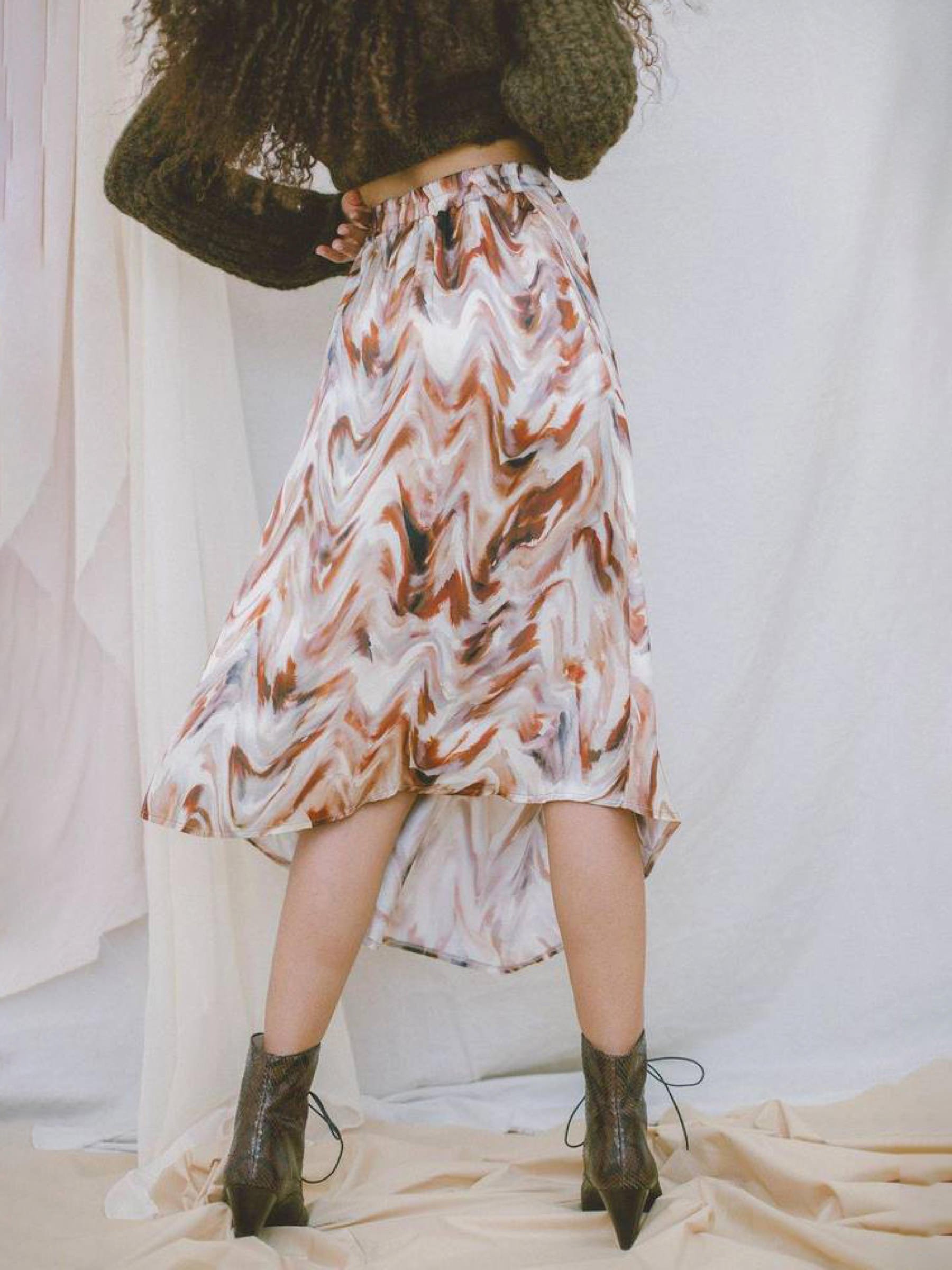 Rock Asymmetric Skirt print Cossac