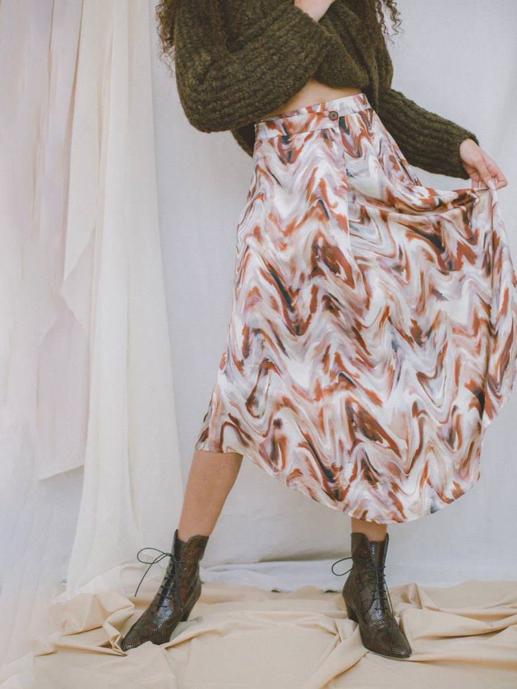 Rock Asymmetric Skirt print Cossac