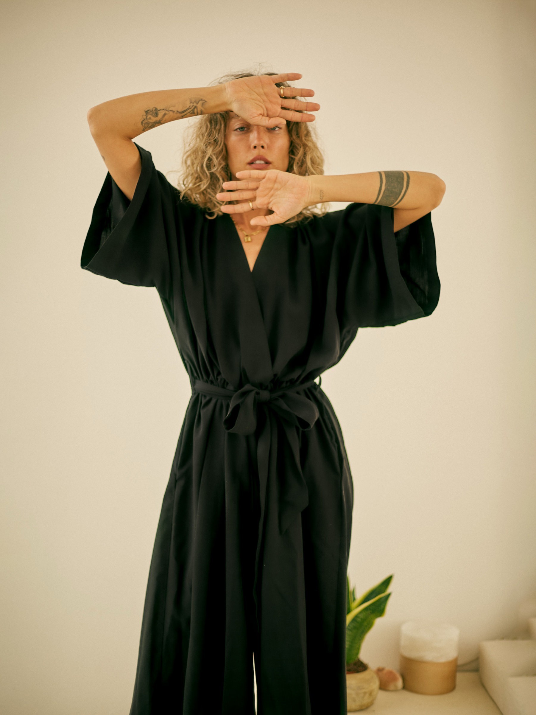 Overall Kimono Jumpsuit black Cossac