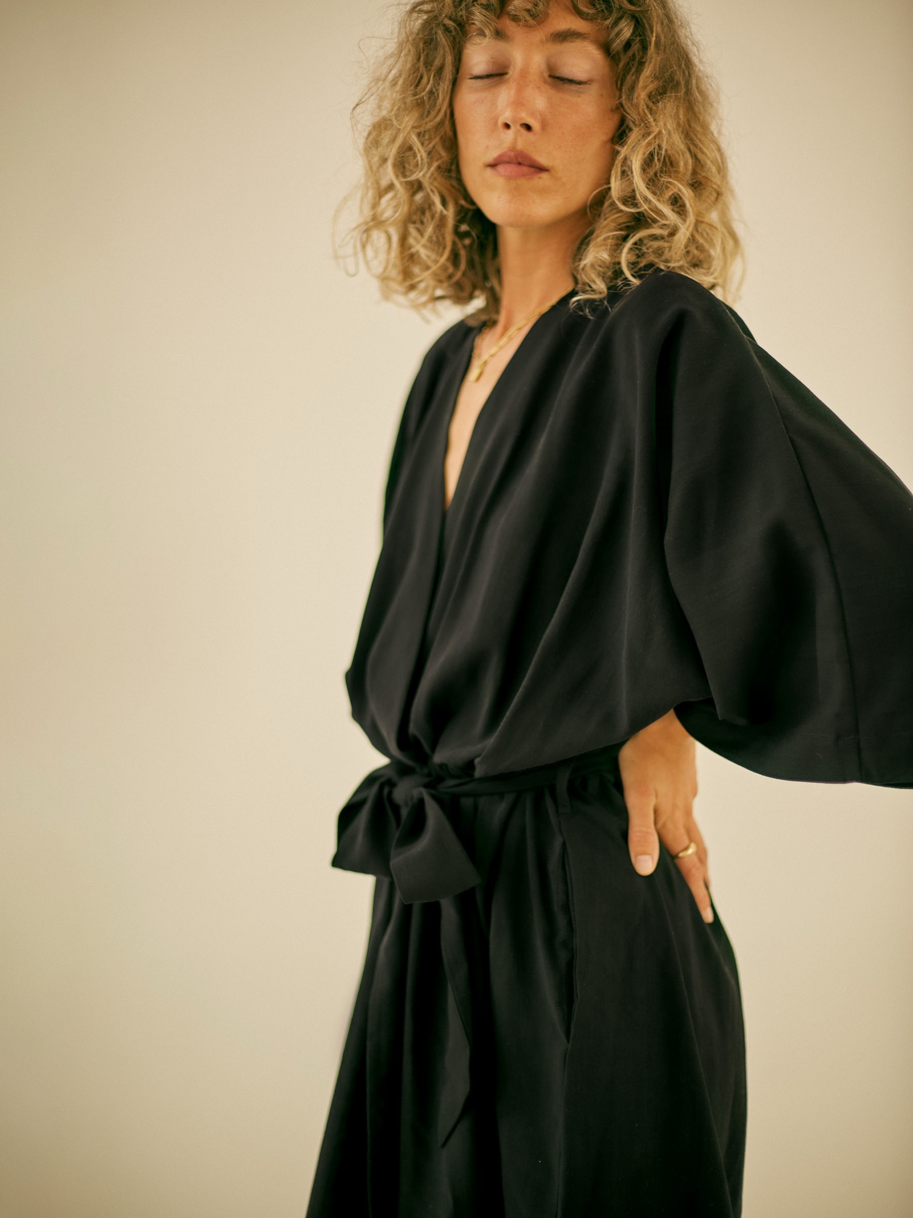 Overall Kimono Jumpsuit black Cossac