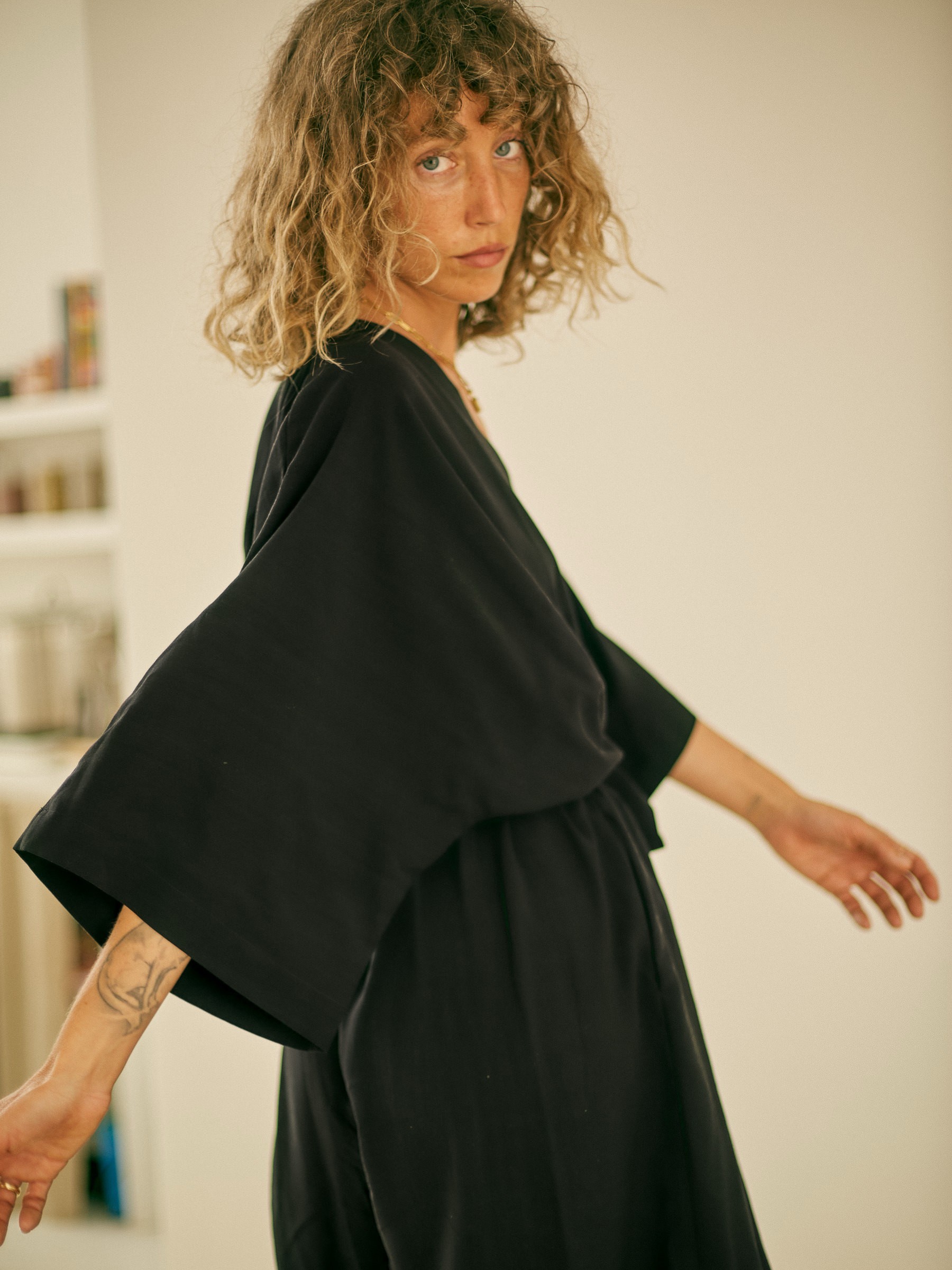 Overall Kimono Jumpsuit black Cossac