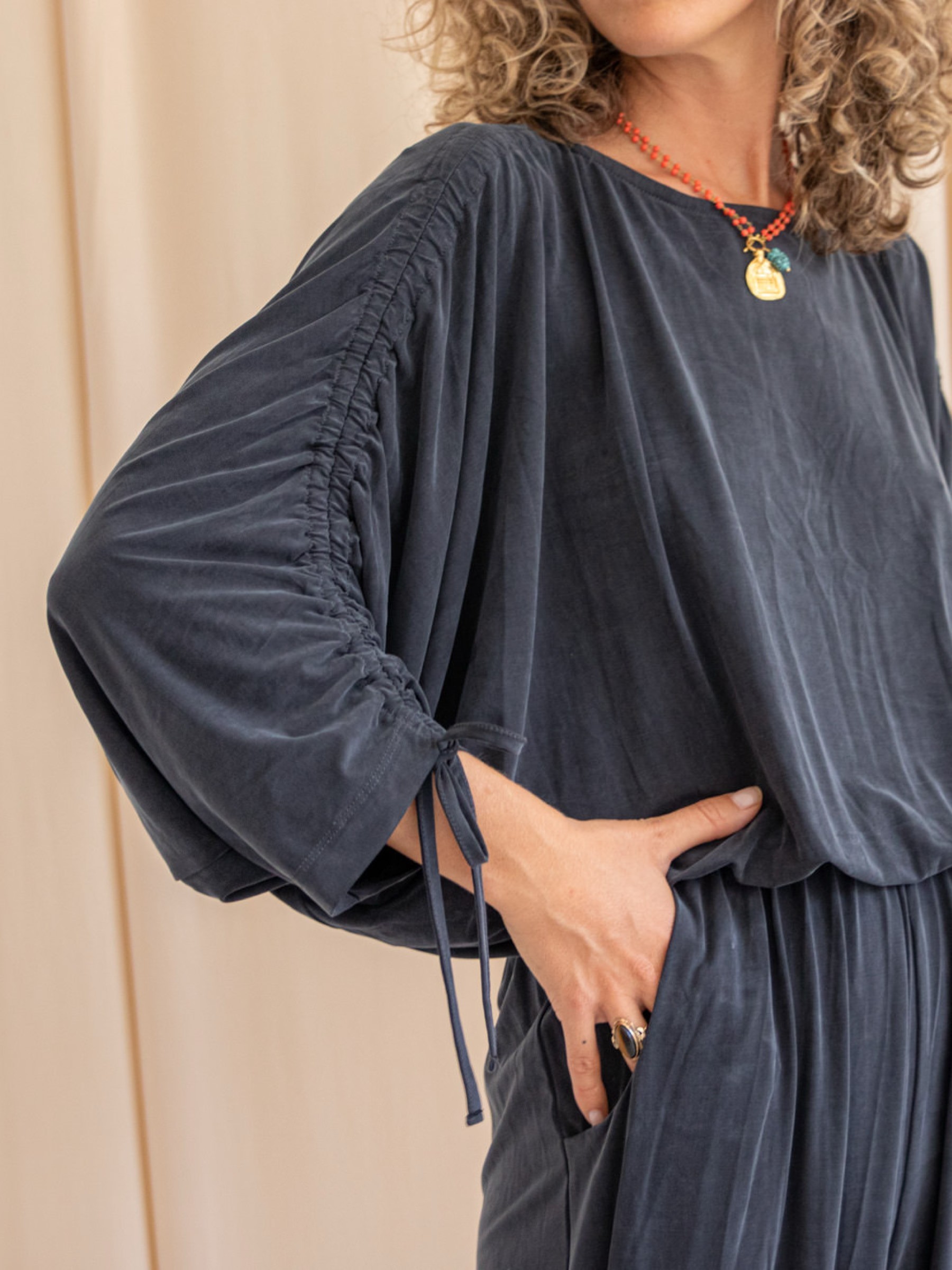 Overall Batwing Jumpsuit slate black Cossac