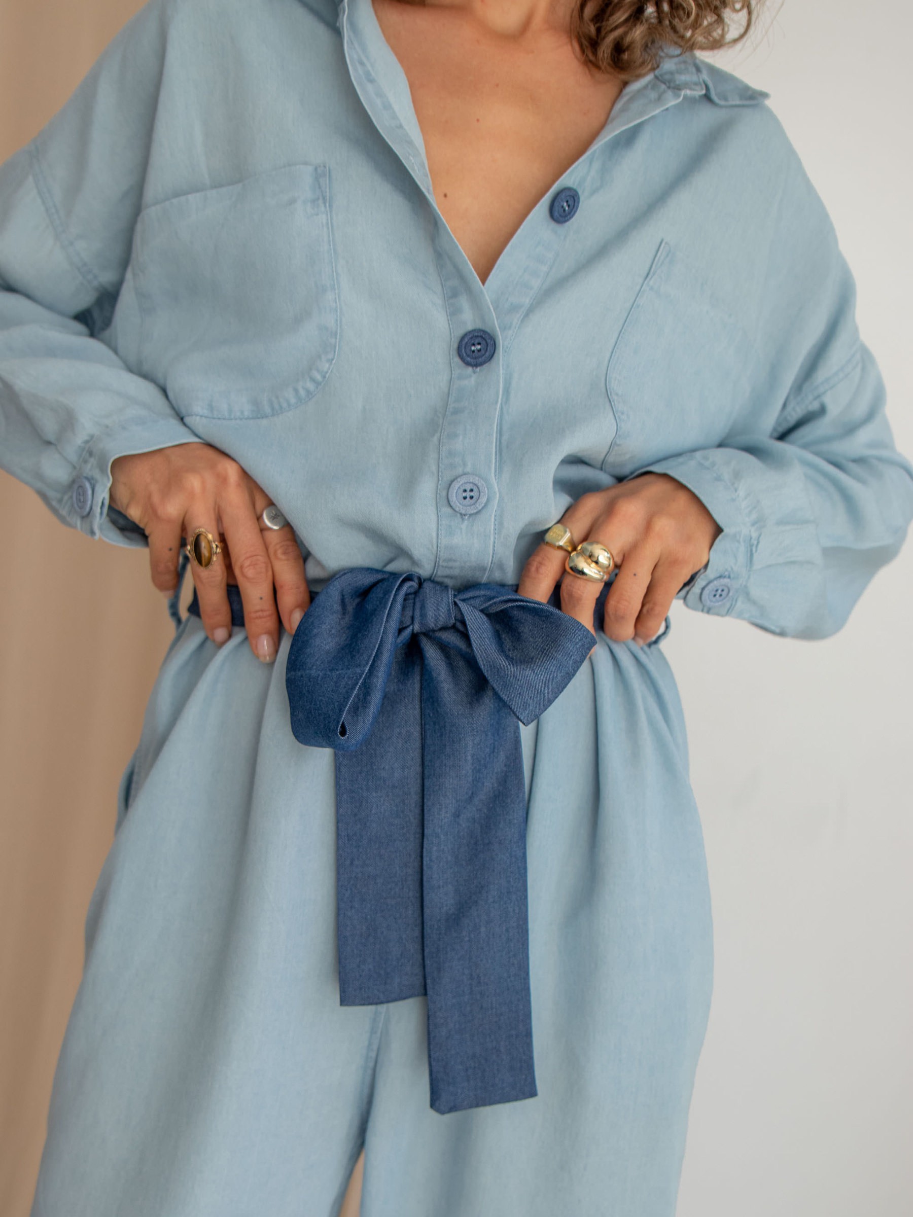 Jumpsuit Light Boilersuit pale blue Cossac