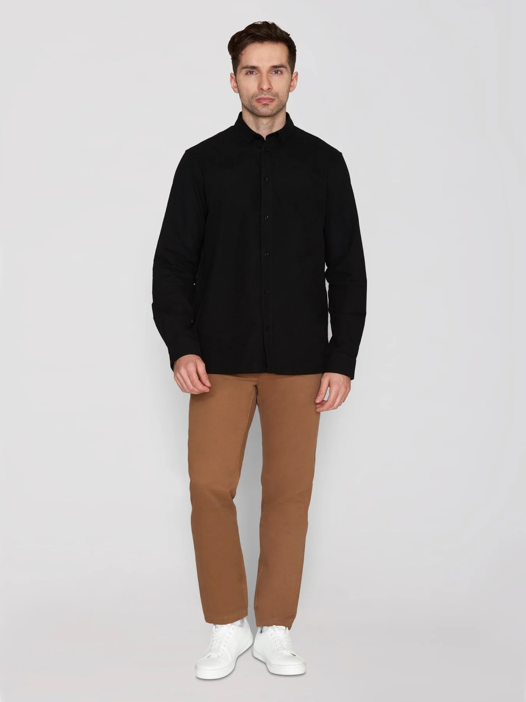 Hemd Harald Small Owl Oxford Regular Fit Shirt black jet Knowledge Cotton Apparel