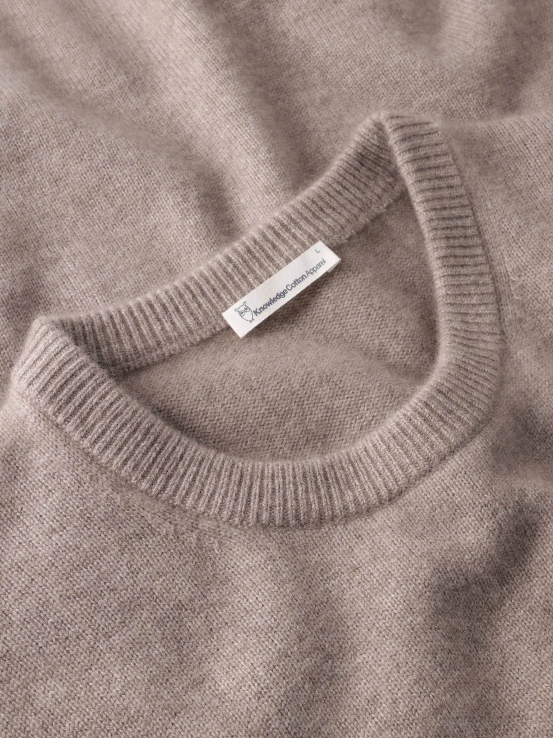 Pullover Cashmere Crew Neck Knit kelp melange Knowledge Cotton Apparel