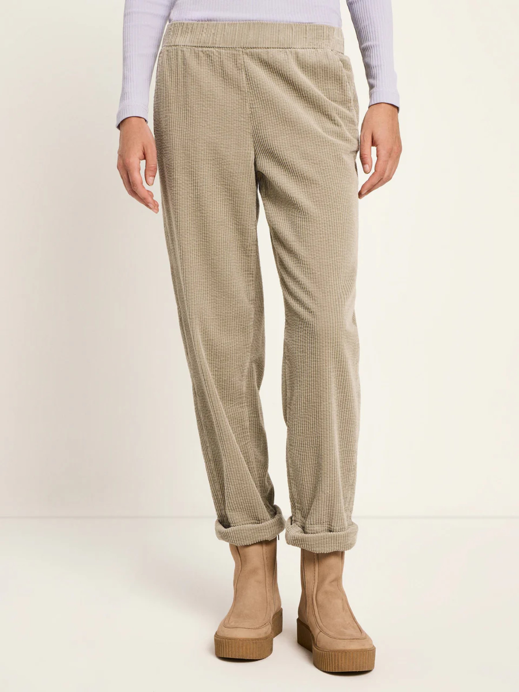 Kord Hose mit Gummizug GOTS dark stone Lanius