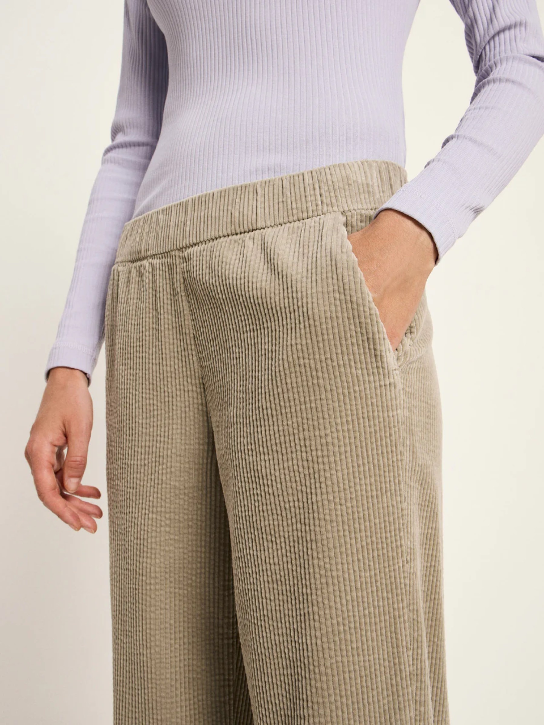 Kord Hose mit Gummizug GOTS dark stone Lanius