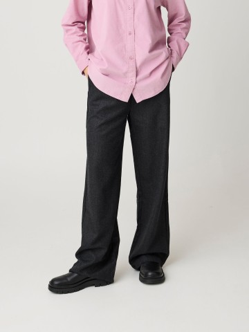 Hose Wool Posey Slack dark grey melange Knowledge Cotton Apparel