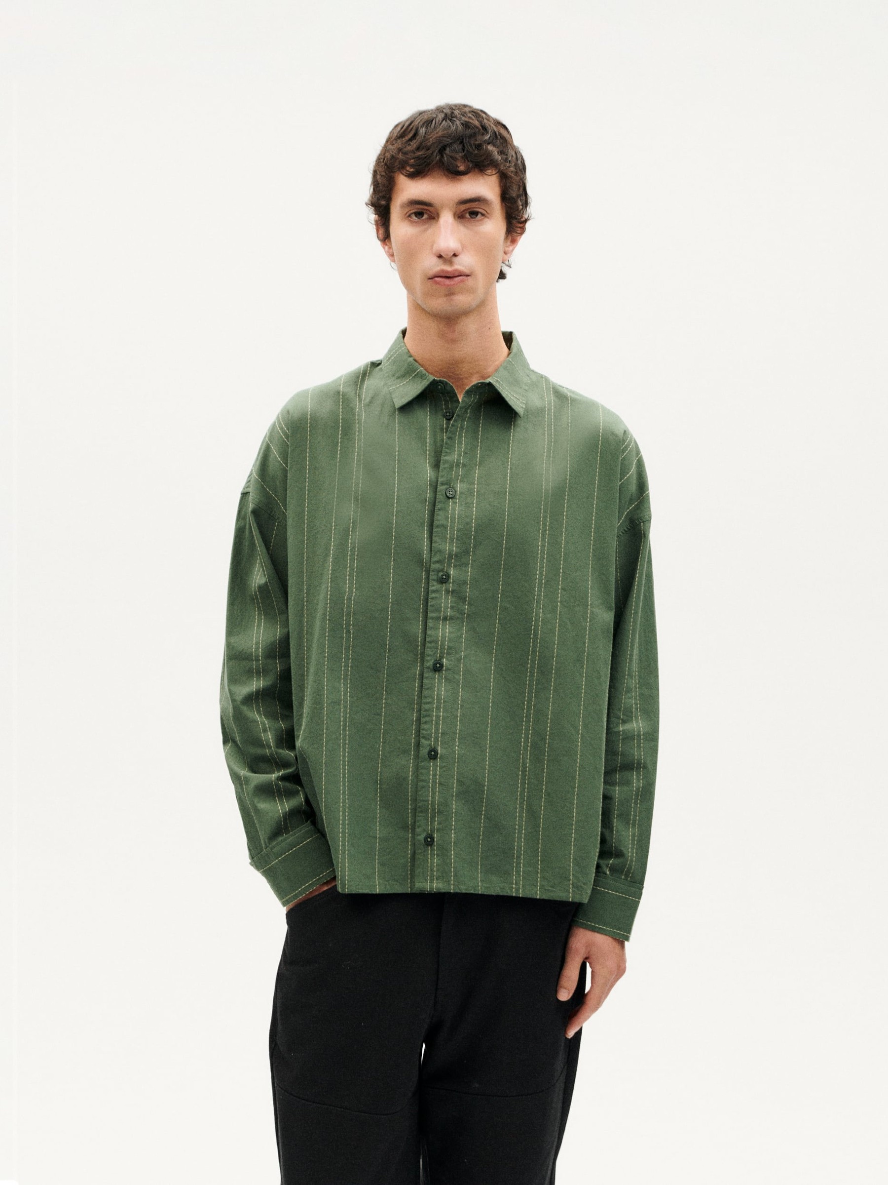 Hemd Jimmy Shirt dark eucaliptus Thinking Mu