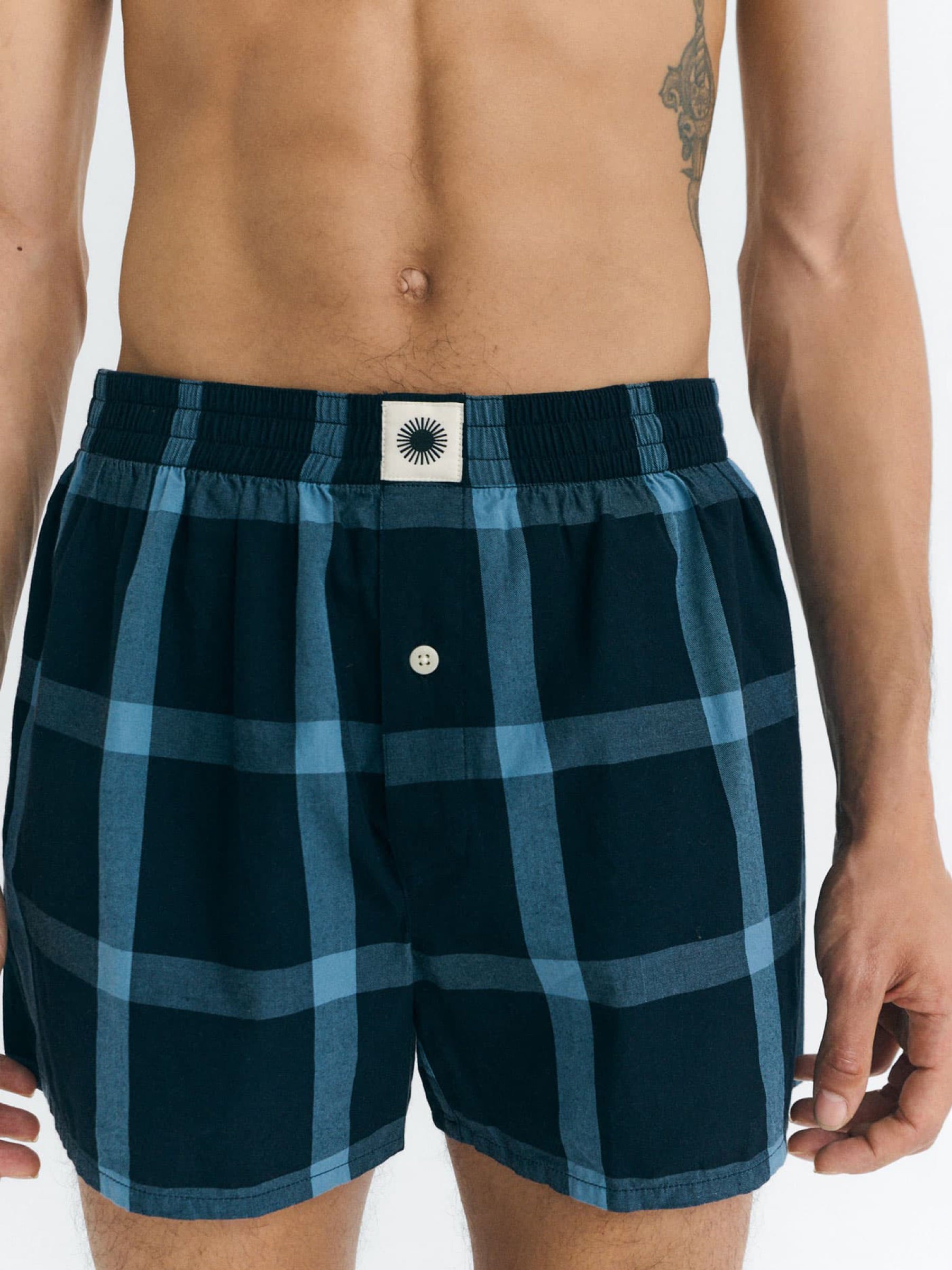 Unterhose Boxer navy windowpale Thinking Mu