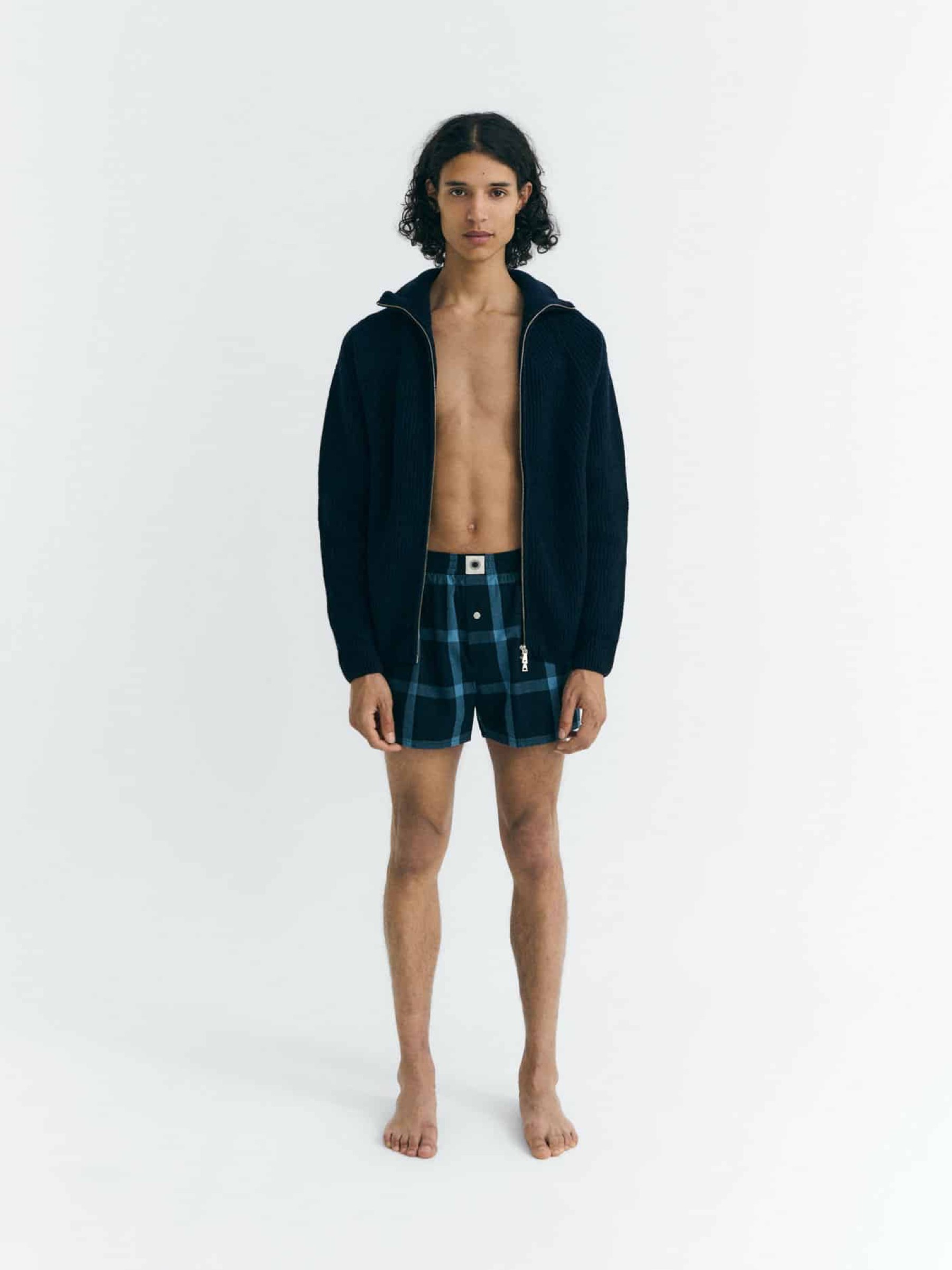 Unterhose Boxer navy windowpale Thinking Mu