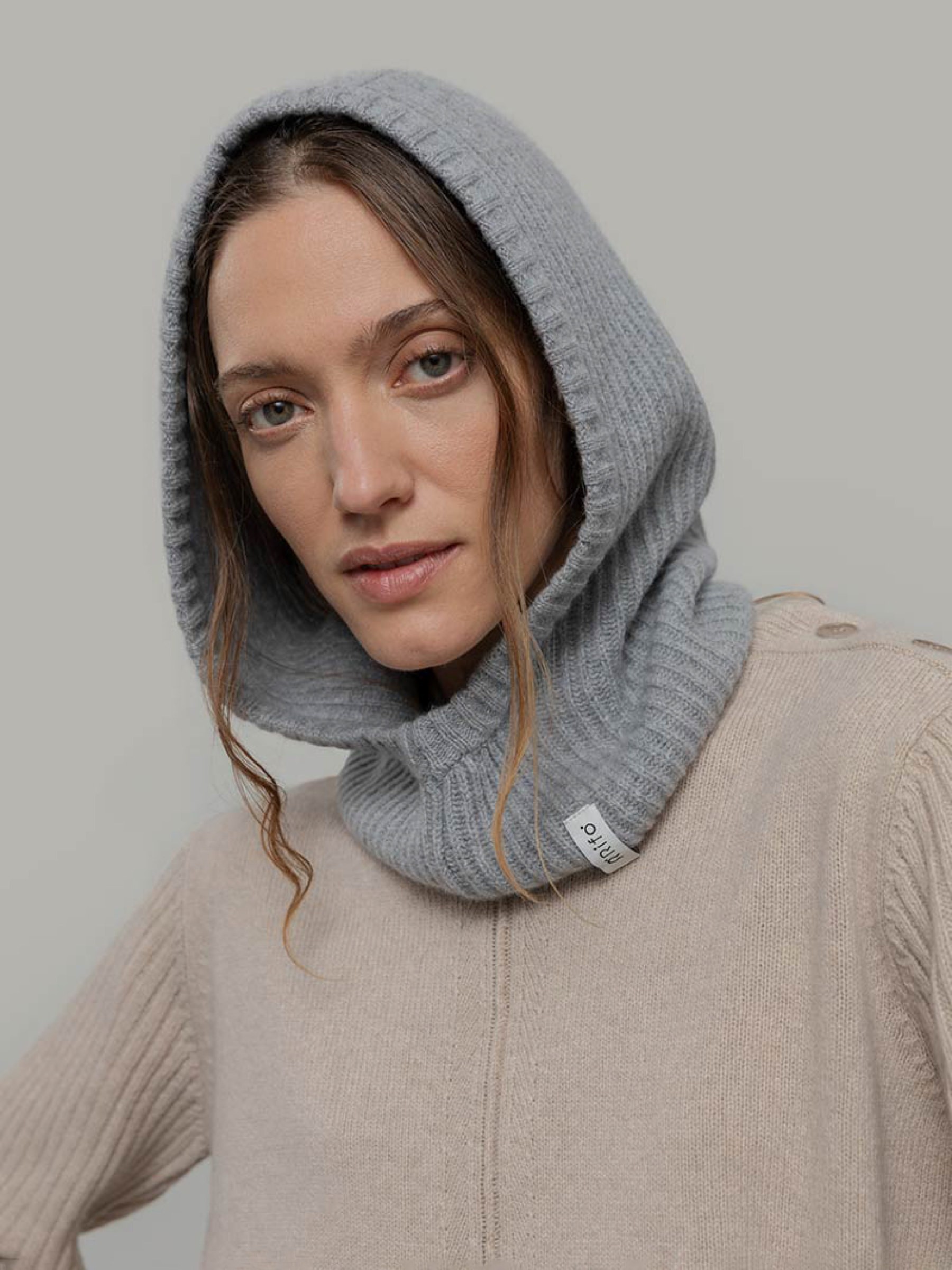 Mütze Marika Unisex Recycled Cashmere Balaclava grey calce Rifo