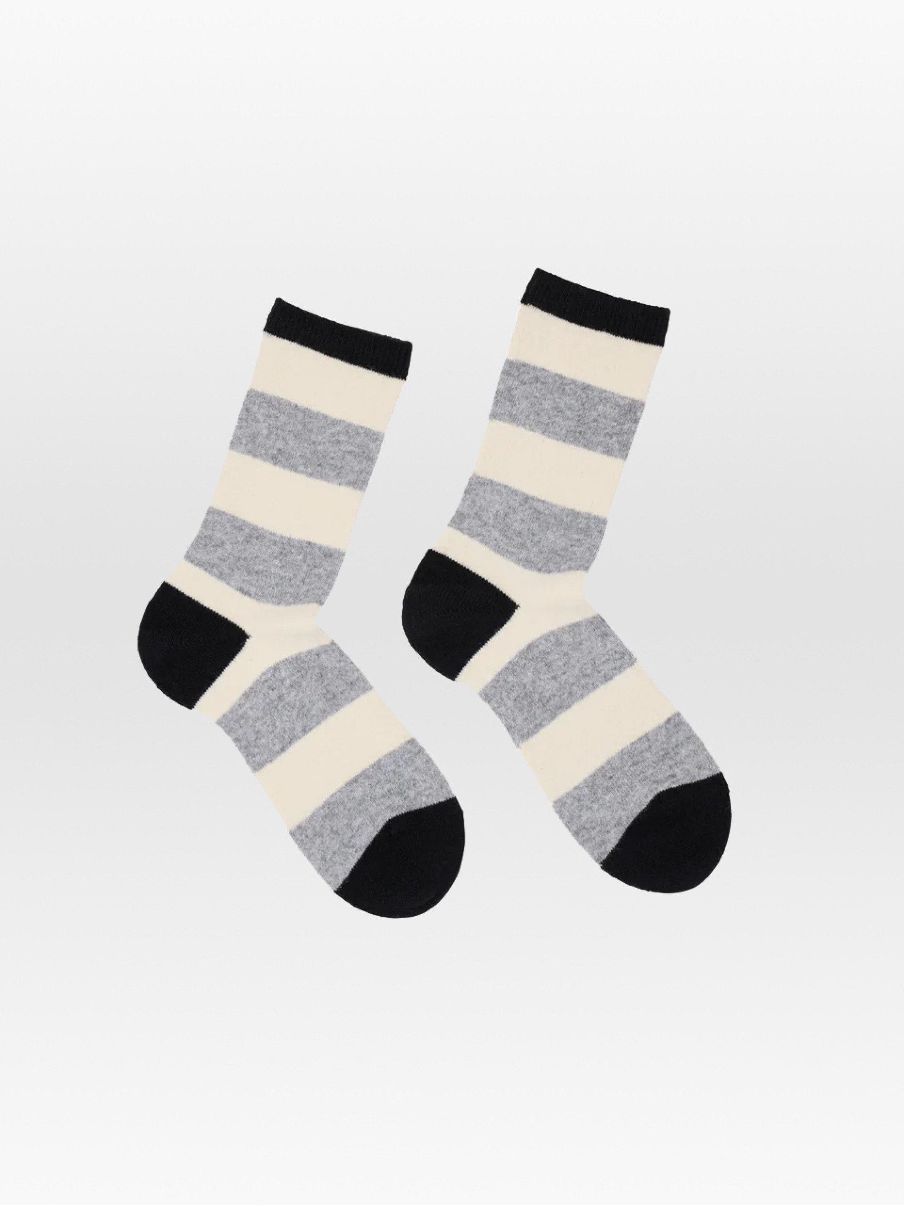Socken mit Streifen GOTS grey melange off white Lanius