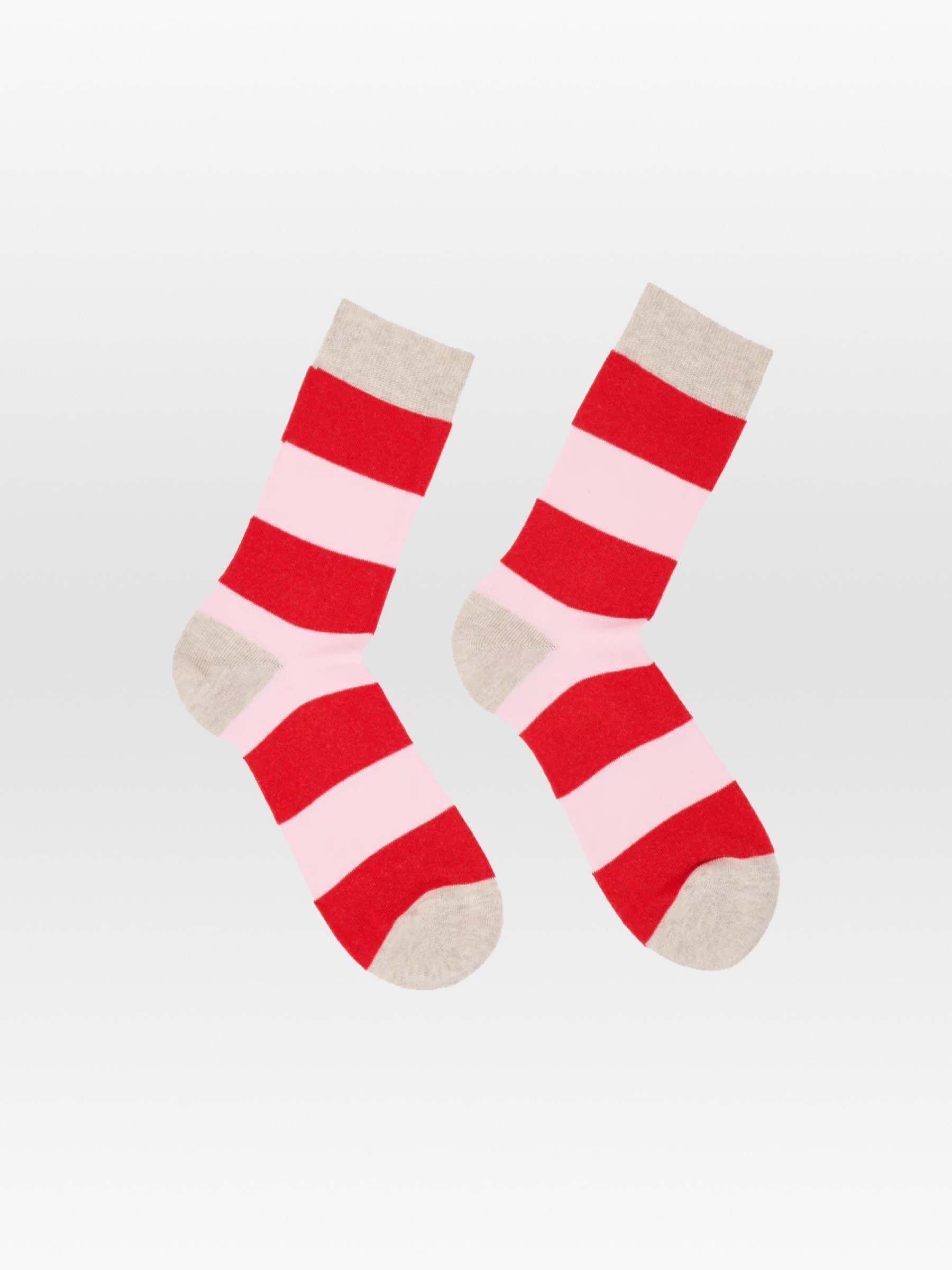 Socken mit Blockstreifen GOTS red alert rose Lanius