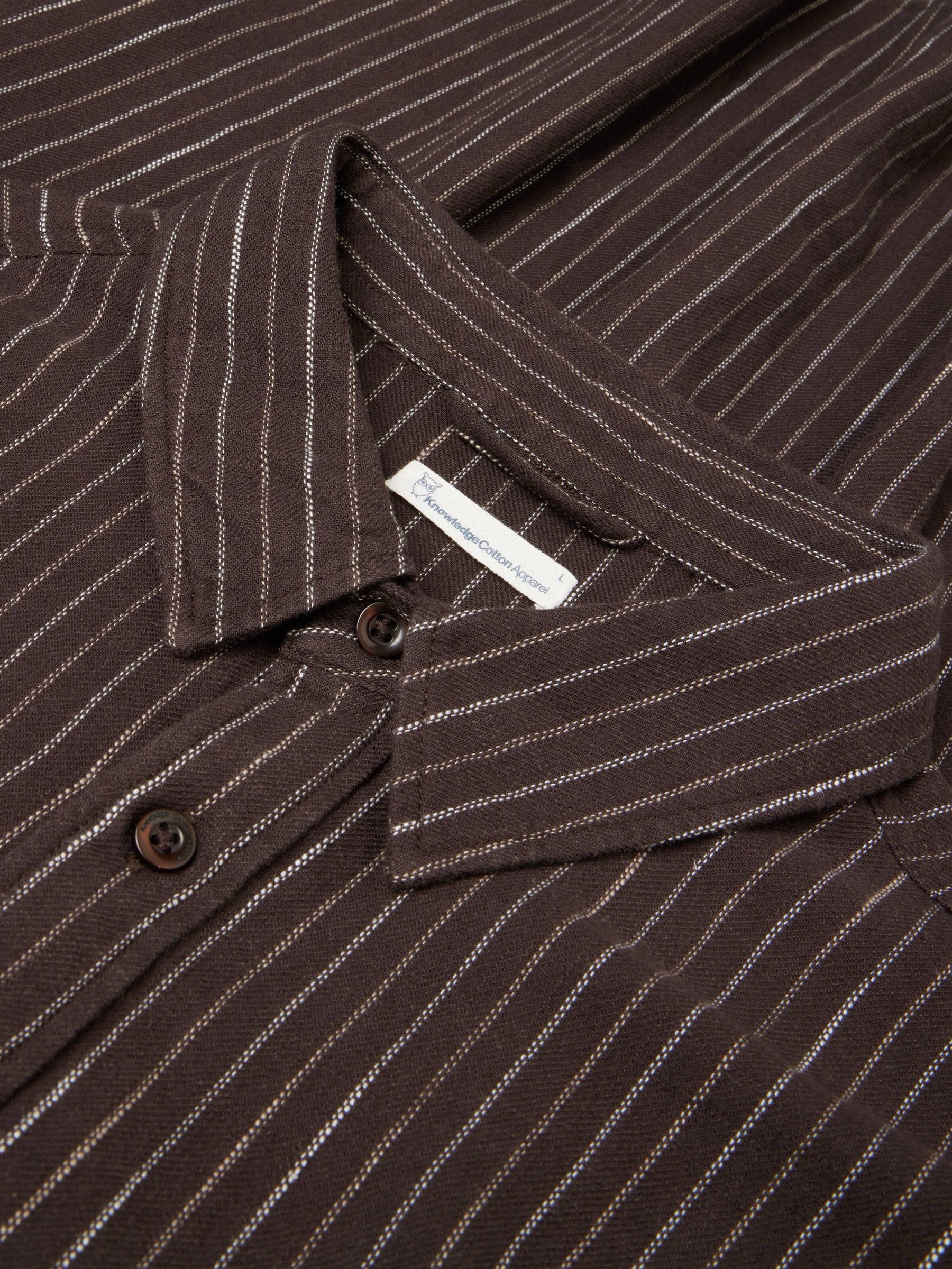Hemd Organic Cotton Striped Shirt brown stripe Knowledge Cotton Apparel