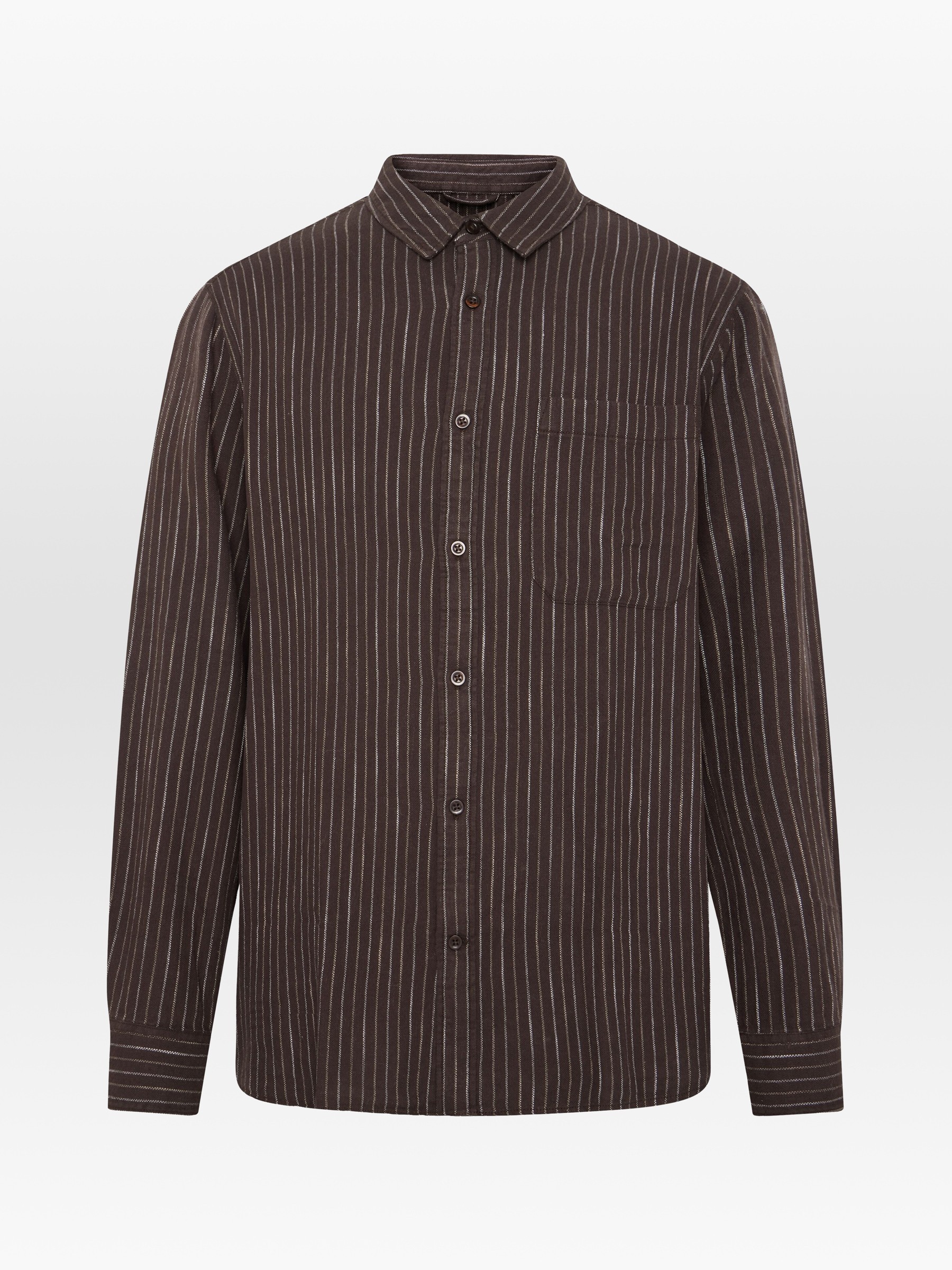 Hemd Organic Cotton Striped Shirt brown stripe Knowledge Cotton Apparel