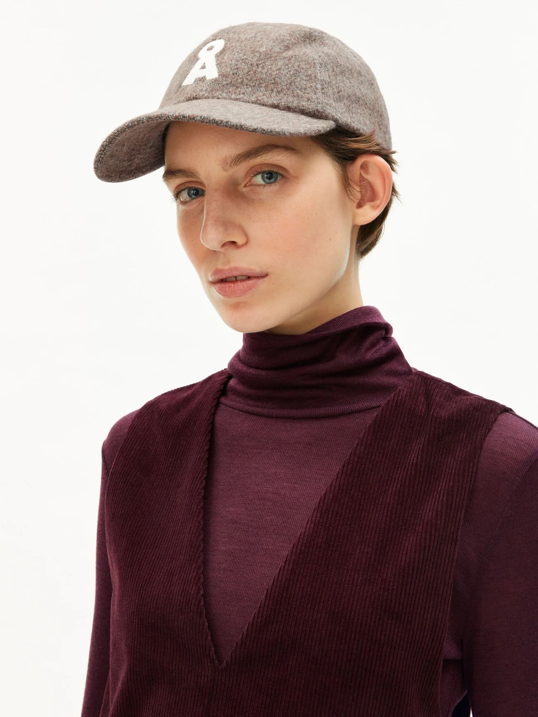 Mütze Yenaas Tweed pure-walnut cream Armedangels