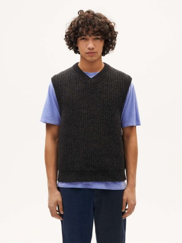Strickweste Oliver Knitted Vest black Thinking Mu