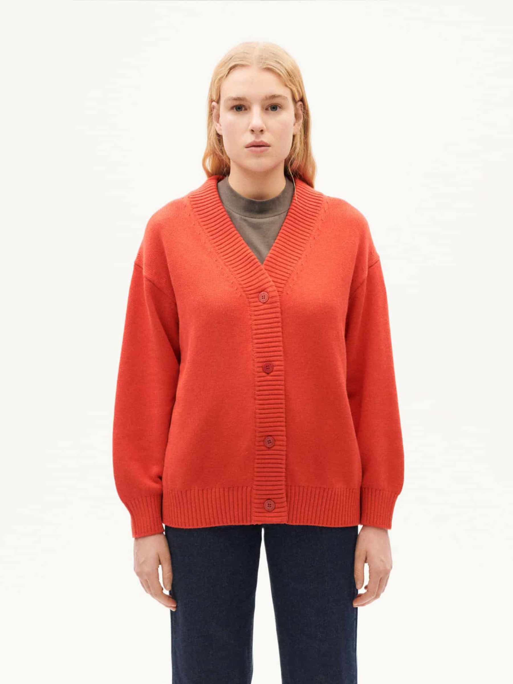 Strickjacke Jazz Knitted Cardigan red Thinking Mu