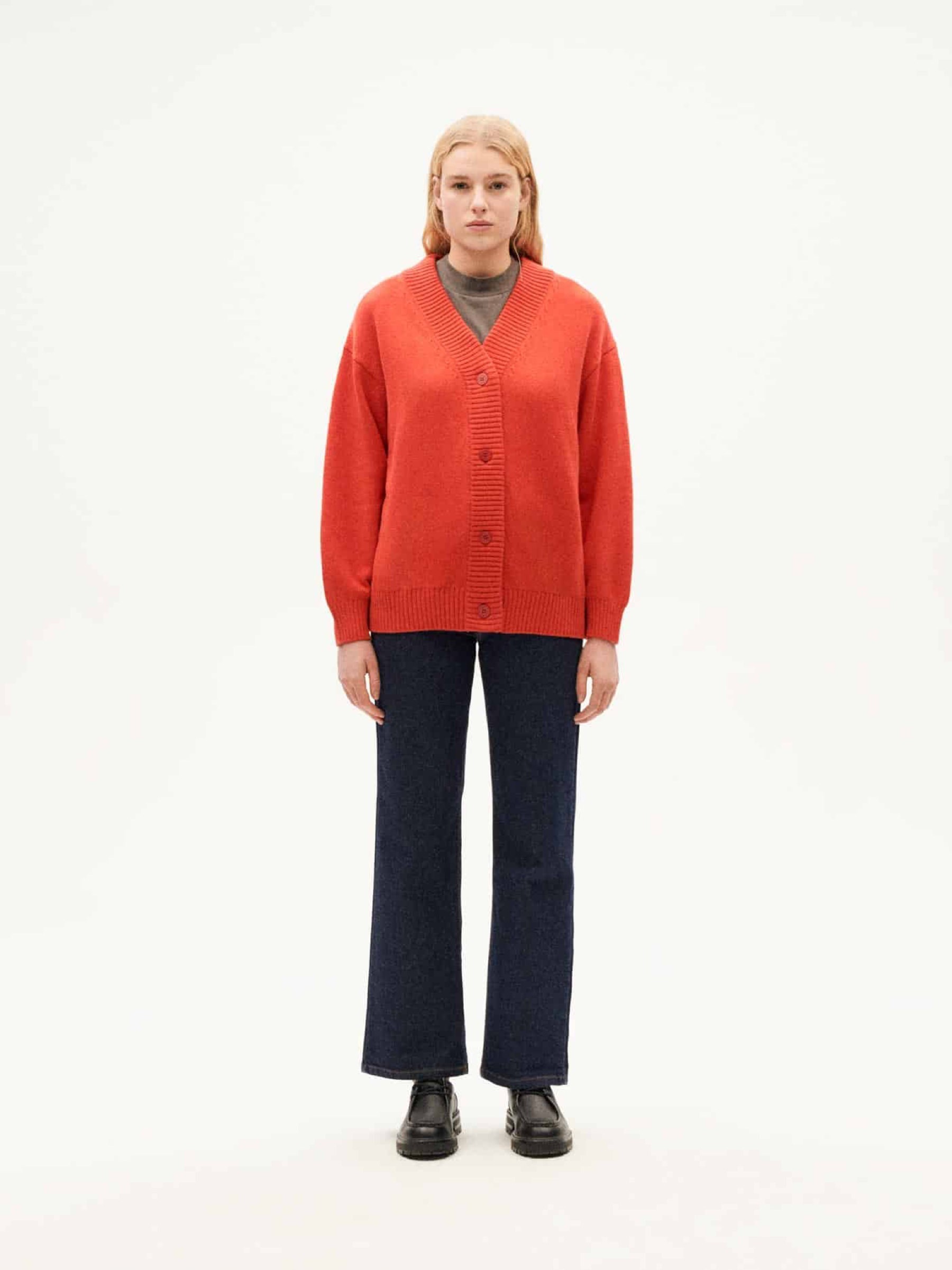 Strickjacke Jazz Knitted Cardigan red Thinking Mu