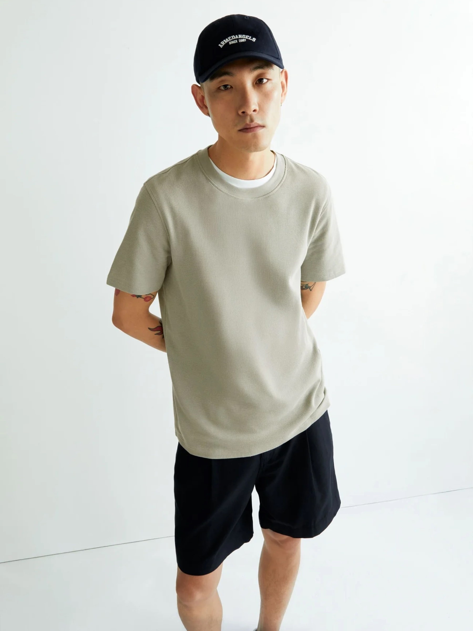 T-Shirt Maakros Waffle seagreen Armedangels