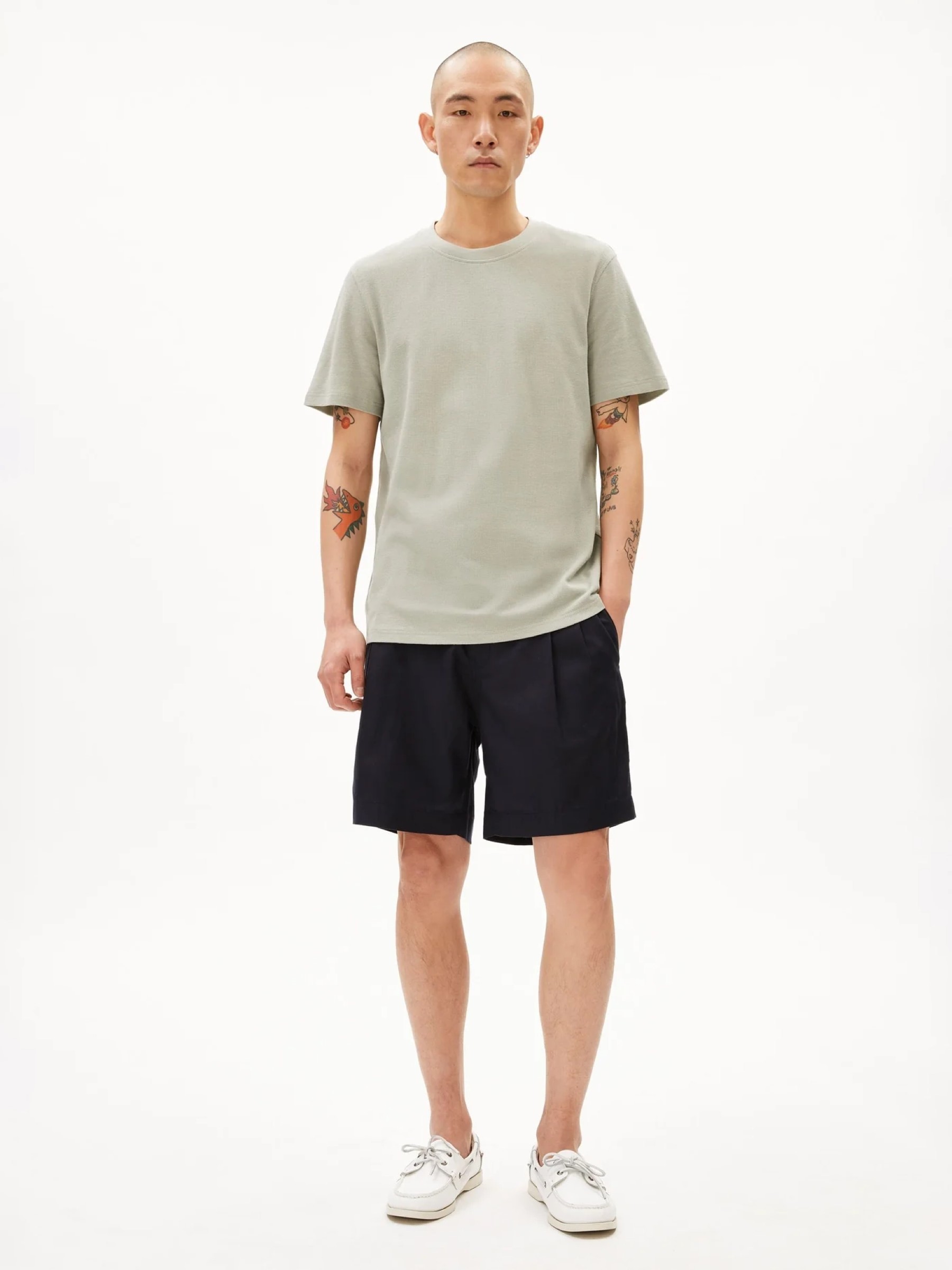 T-Shirt Maakros Waffle seagreen Armedangels