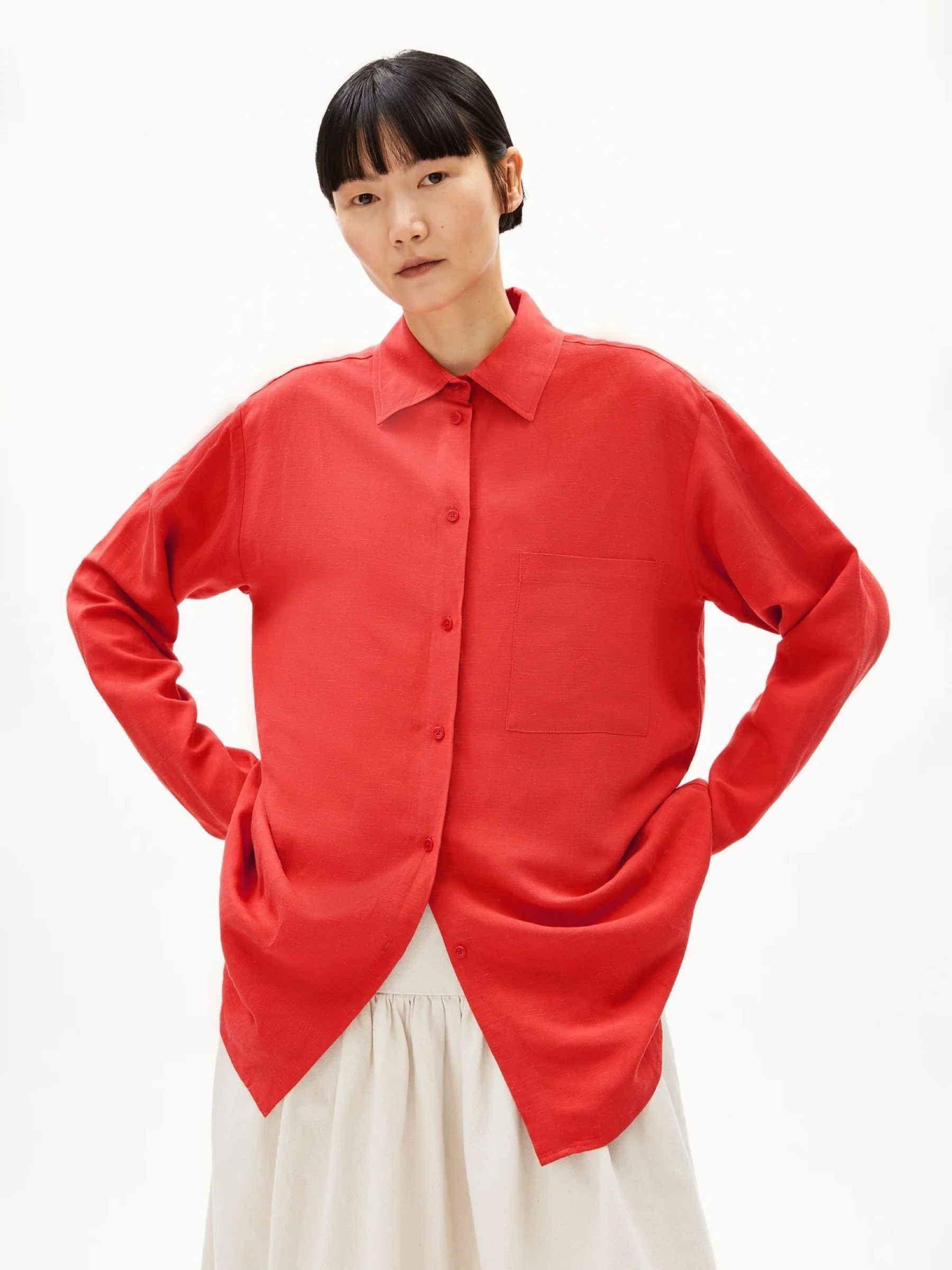 Bluse Maalgaa Lino coral blush Armedangels