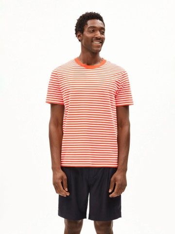 T-Shirt Maarkos Stripes sunset orange-light oatmilk Armedangels